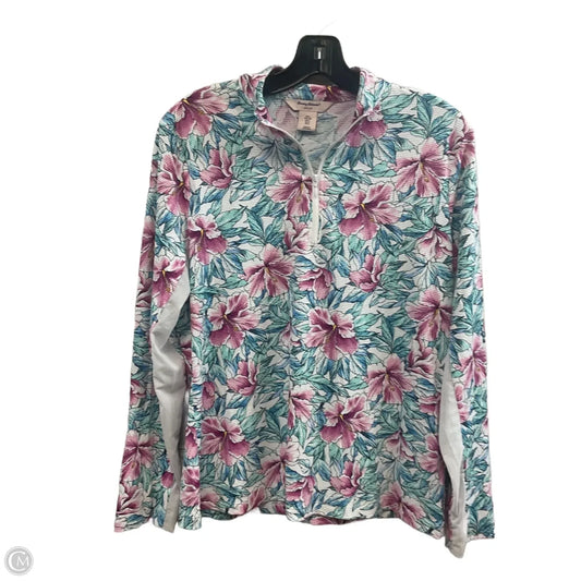 Athletic Top Long Sleeve Collar By Tommy Bahama In Blue & Pink, Size: L