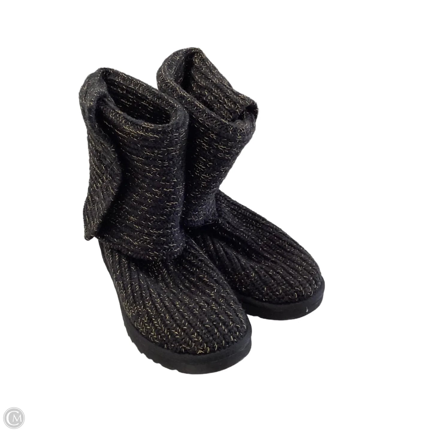 Boots Ankle Flats By Ugg In Black & Gold, Size: 9