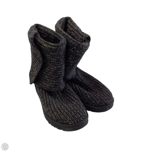 Boots Ankle Flats By Ugg In Black & Gold, Size: 9