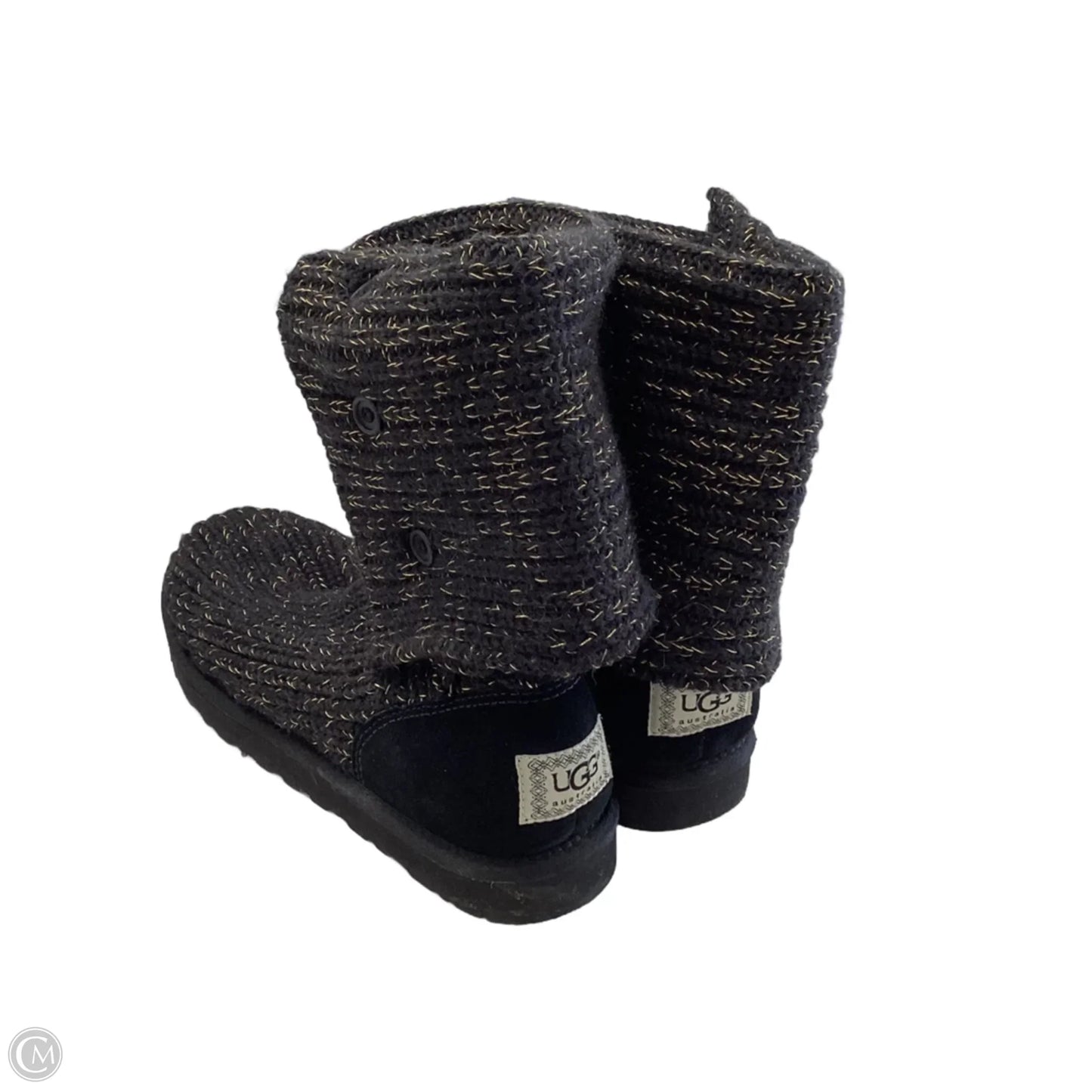 Boots Ankle Flats By Ugg In Black & Gold, Size: 9