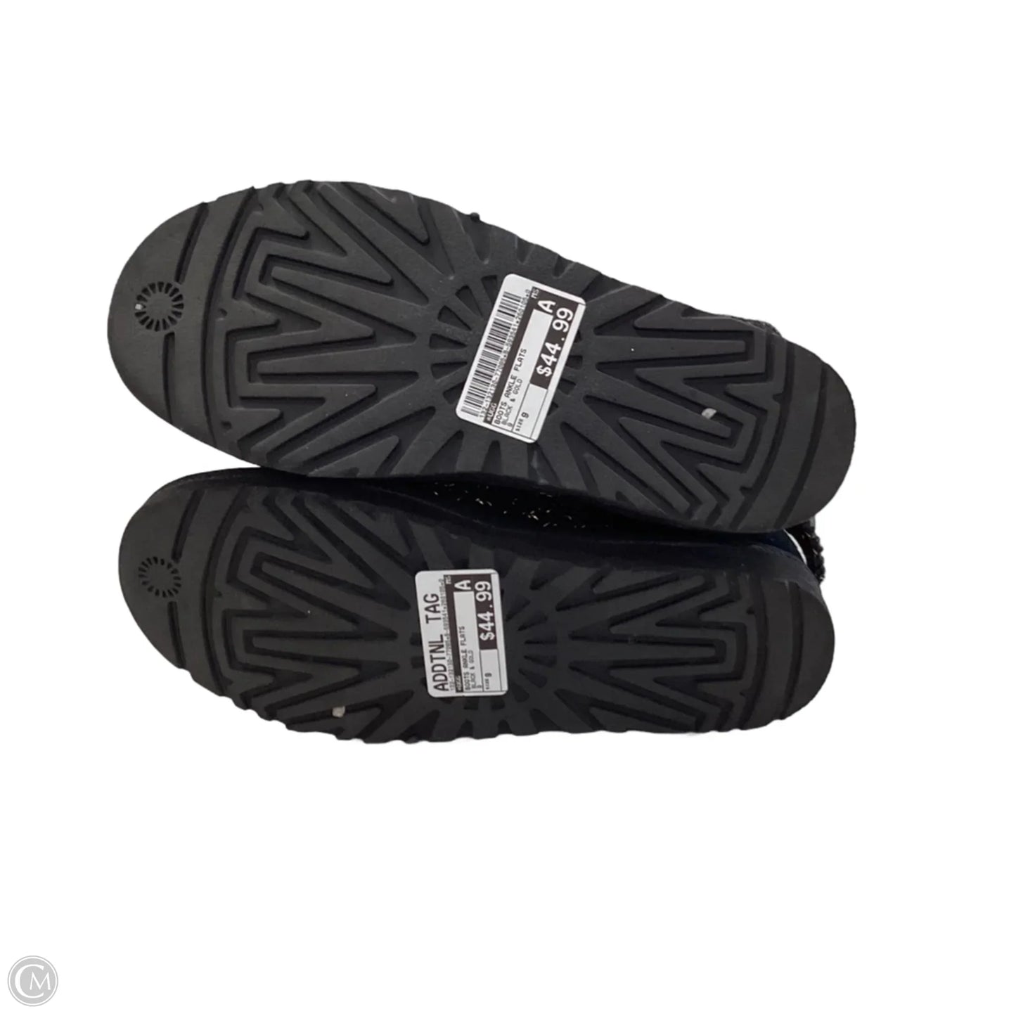 Boots Ankle Flats By Ugg In Black & Gold, Size: 9