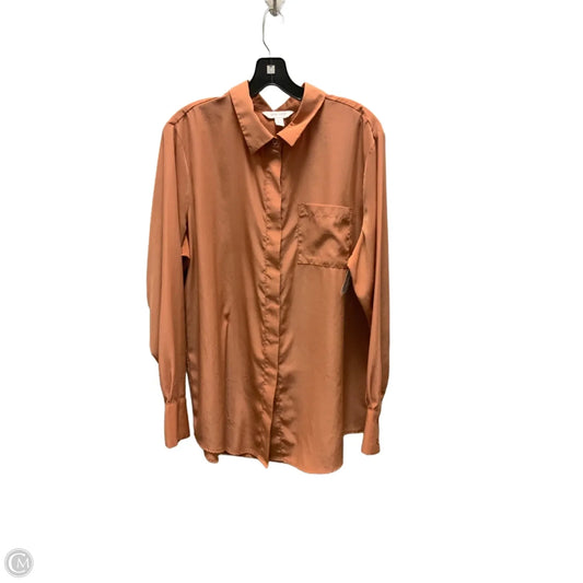 Blouse Long Sleeve By Nine West Apparel In Brown, Size: Xl