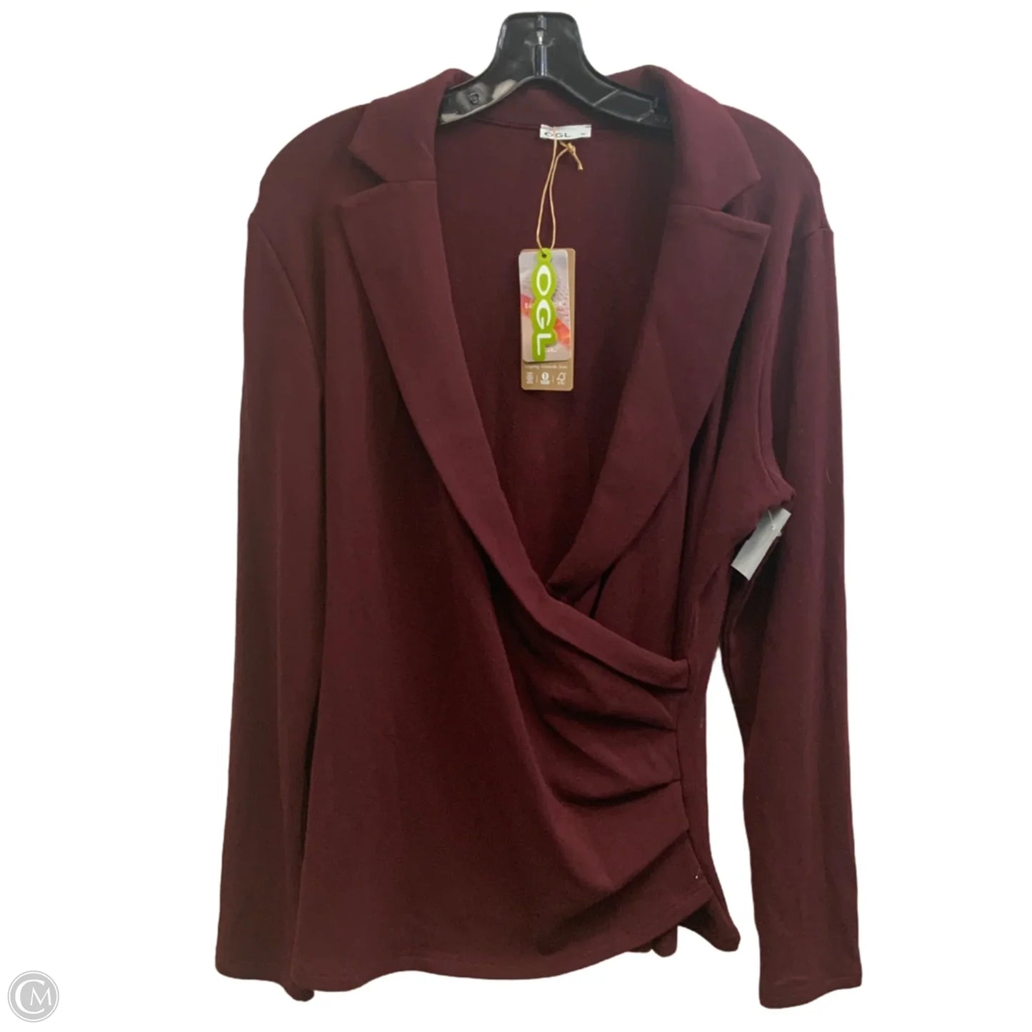 Top Long Sleeve By OGL In Maroon, Size: 2x