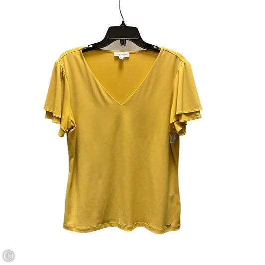Blouse Short Sleeve By Calvin Klein In Yellow, Size: L