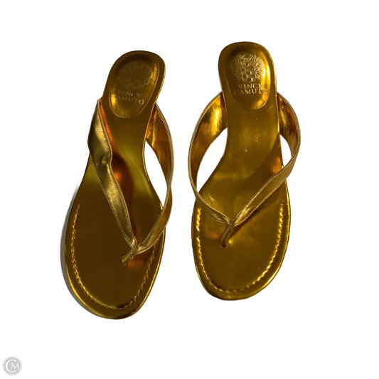 Sandals Heels Kitten By Vince Camuto In Gold, Size: 9