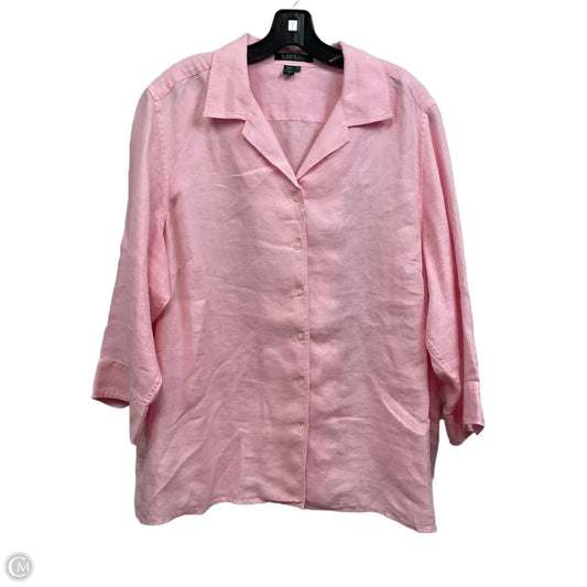 Blouse Long Sleeve By Lauren By Ralph Lauren In Pink, Size: 1x