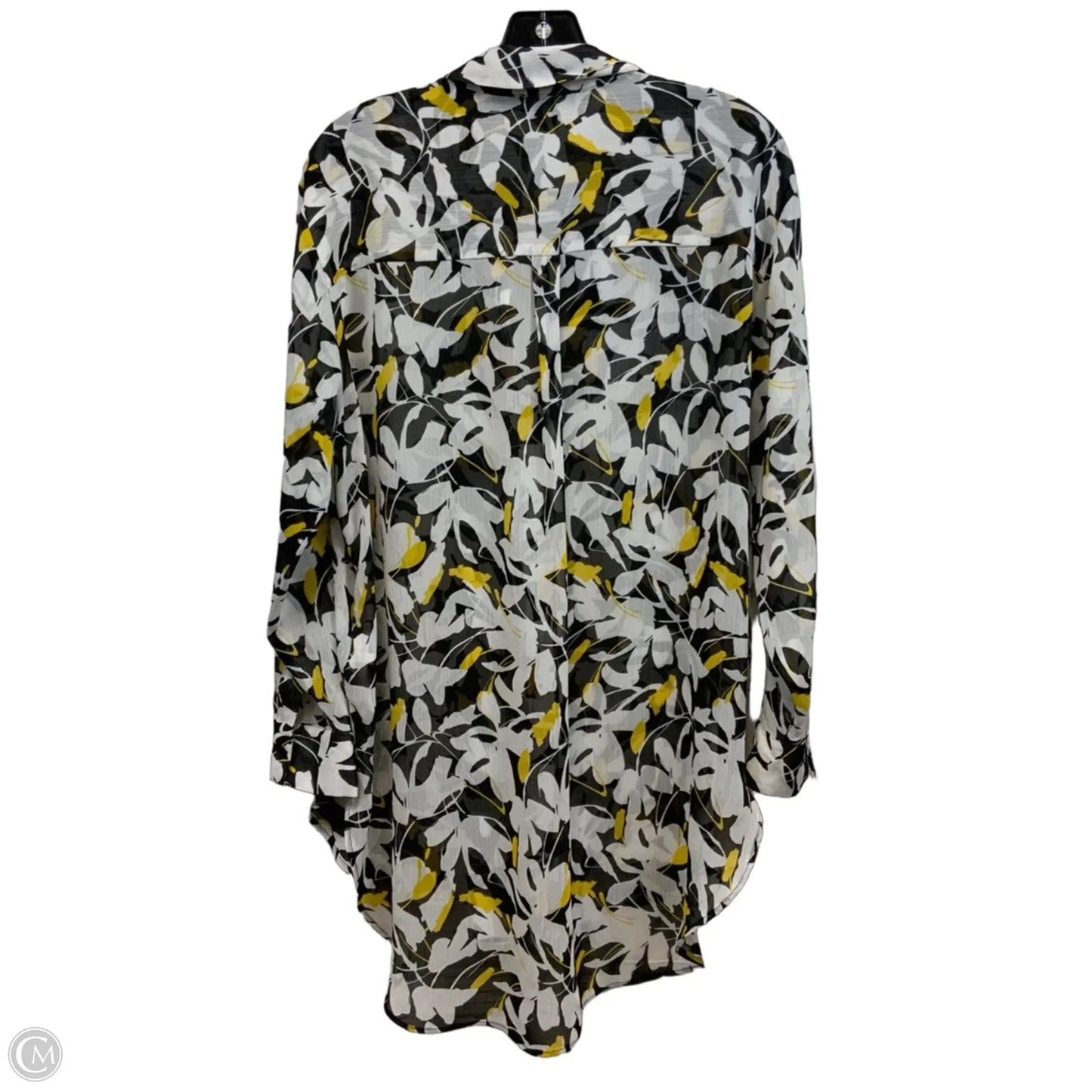 Blouse Long Sleeve By Dkny In Black & White, Size: M