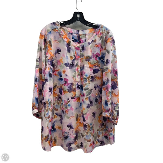 Blouse 3/4 Sleeve By Not Your Daughters Jeans In Purple, Size: 2x