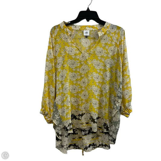 Blouse 3/4 Sleeve By Cabi In Yellow, Size: S