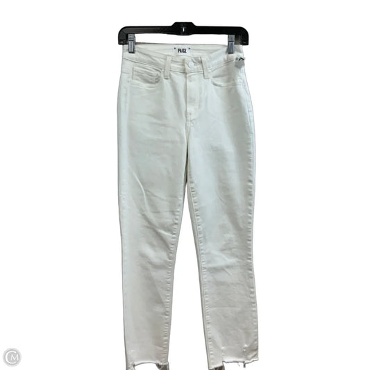 Jeans Straight By Paige In White Denim, Size: 0
