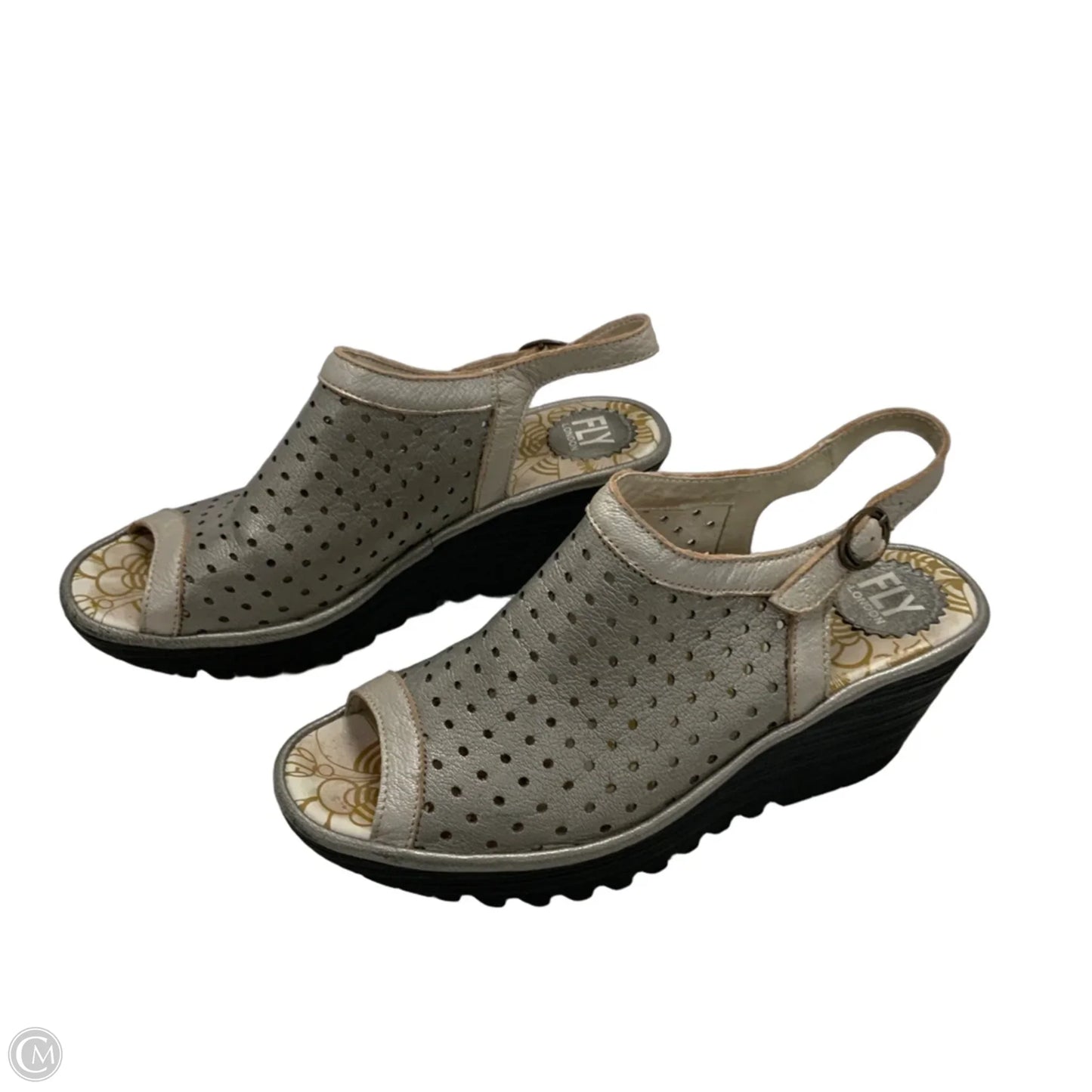 Sandals Heels Wedge By Fly London In Grey, Size: 9