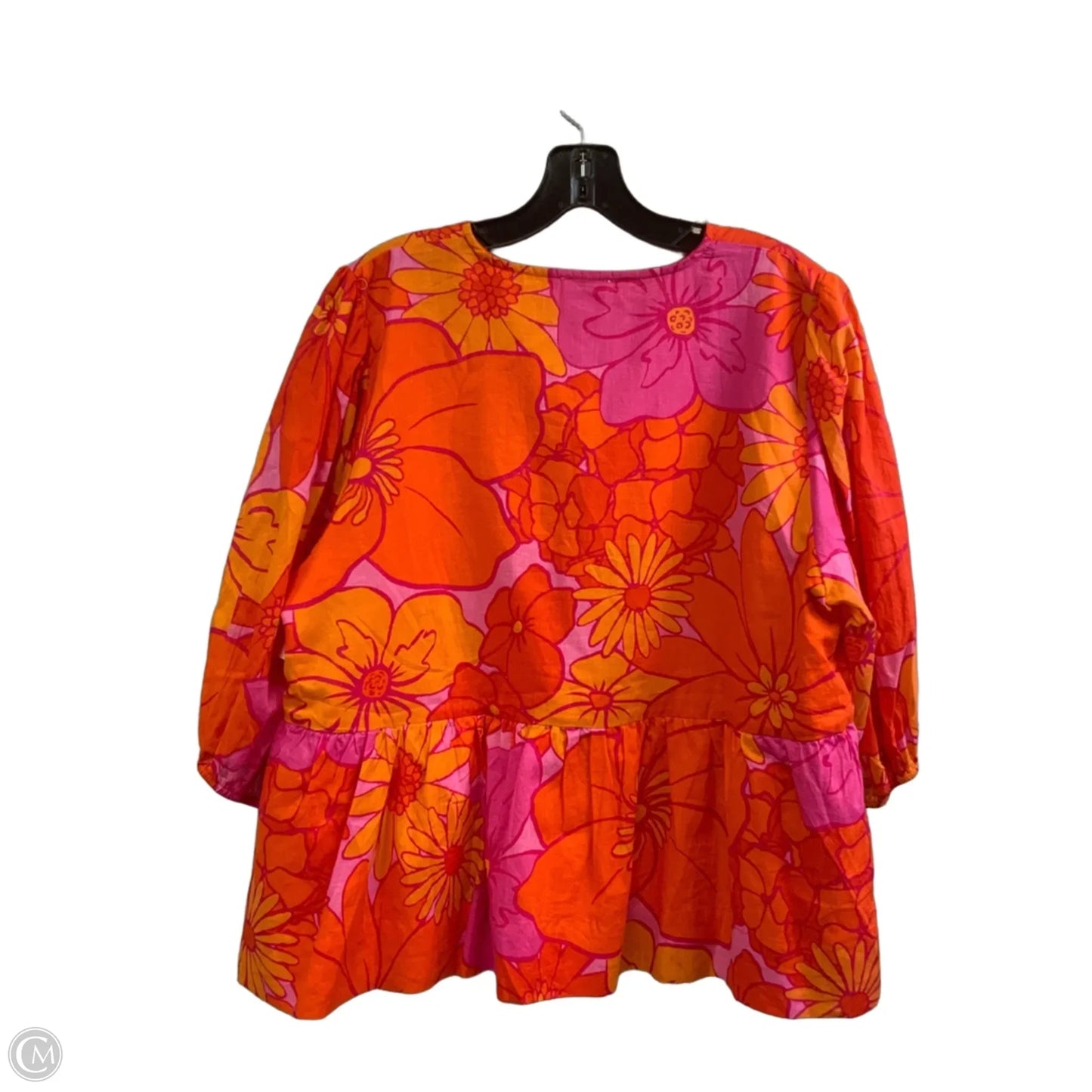 Blouse Short Sleeve By J.marie In Orange, Size: L