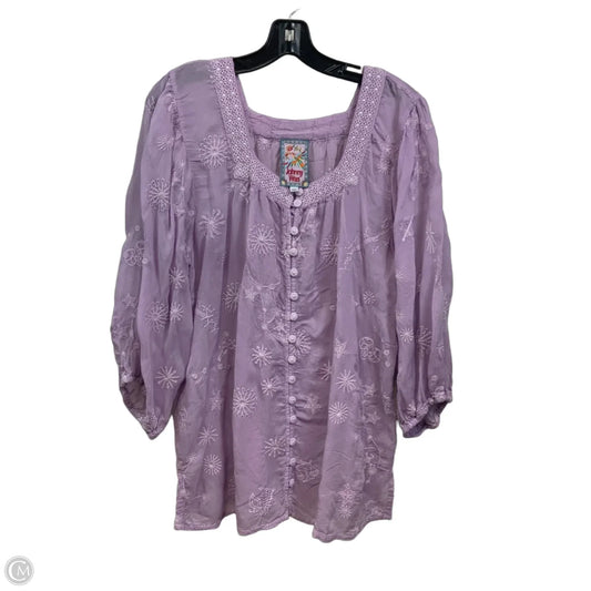 Blouse 3/4 Sleeve By Johnny Was In Purple, Size: L