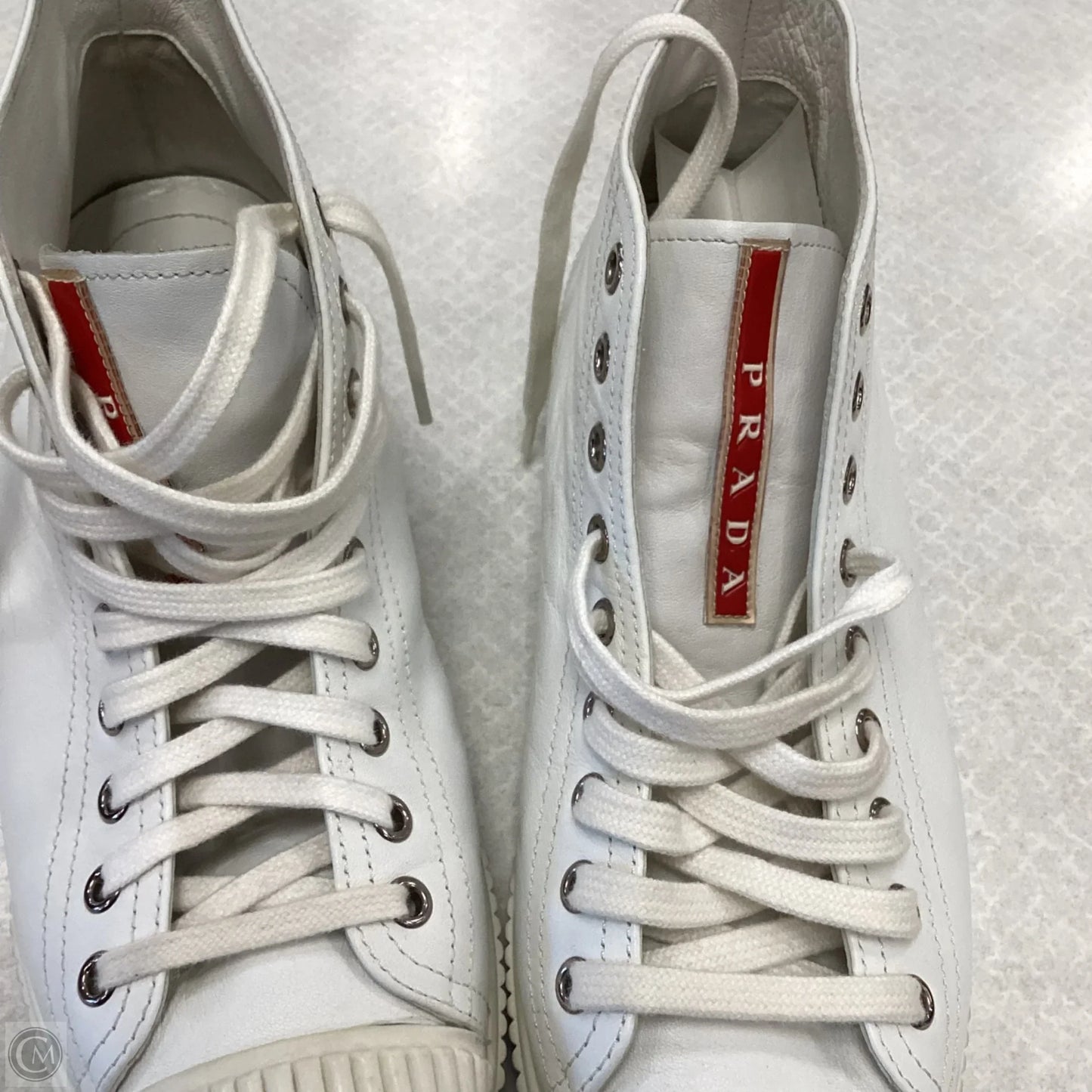 Shoes Luxury Designer By Prada In White, Size: 9.5