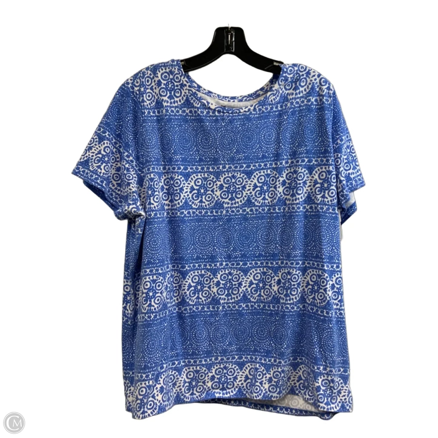 Top Short Sleeve Basic By Talbots In Blue & White, Size: 2x