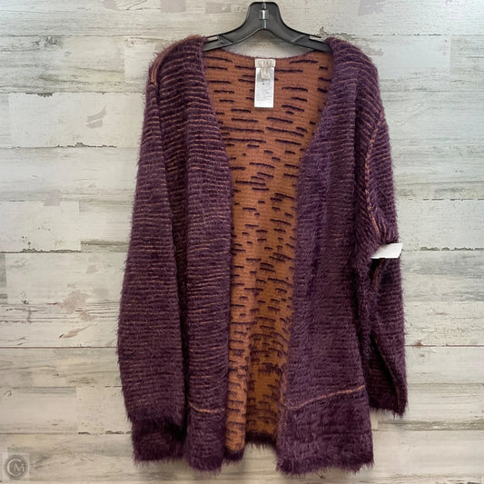 Sweater Cardigan By Logo In Maroon, Size: 2x