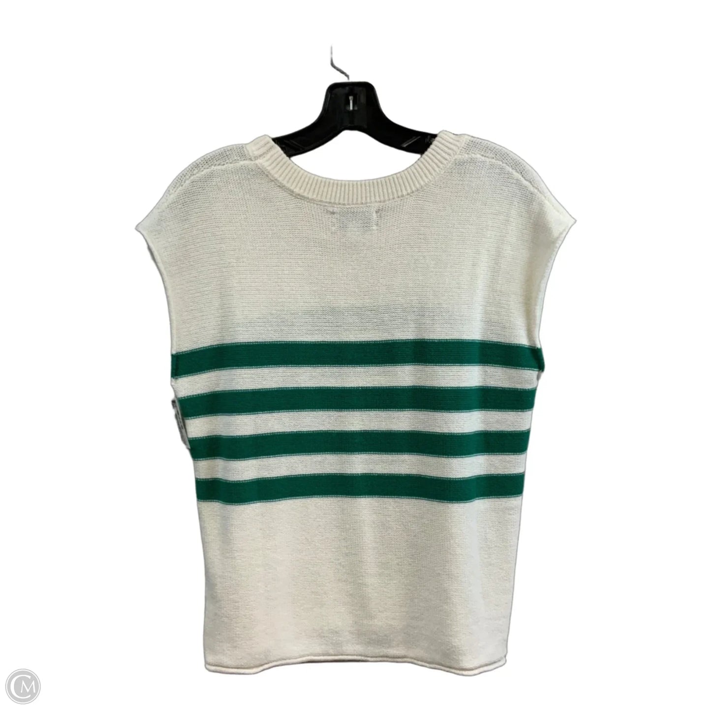 Vest Sweater By Evereve In Green & White, Size: Xs