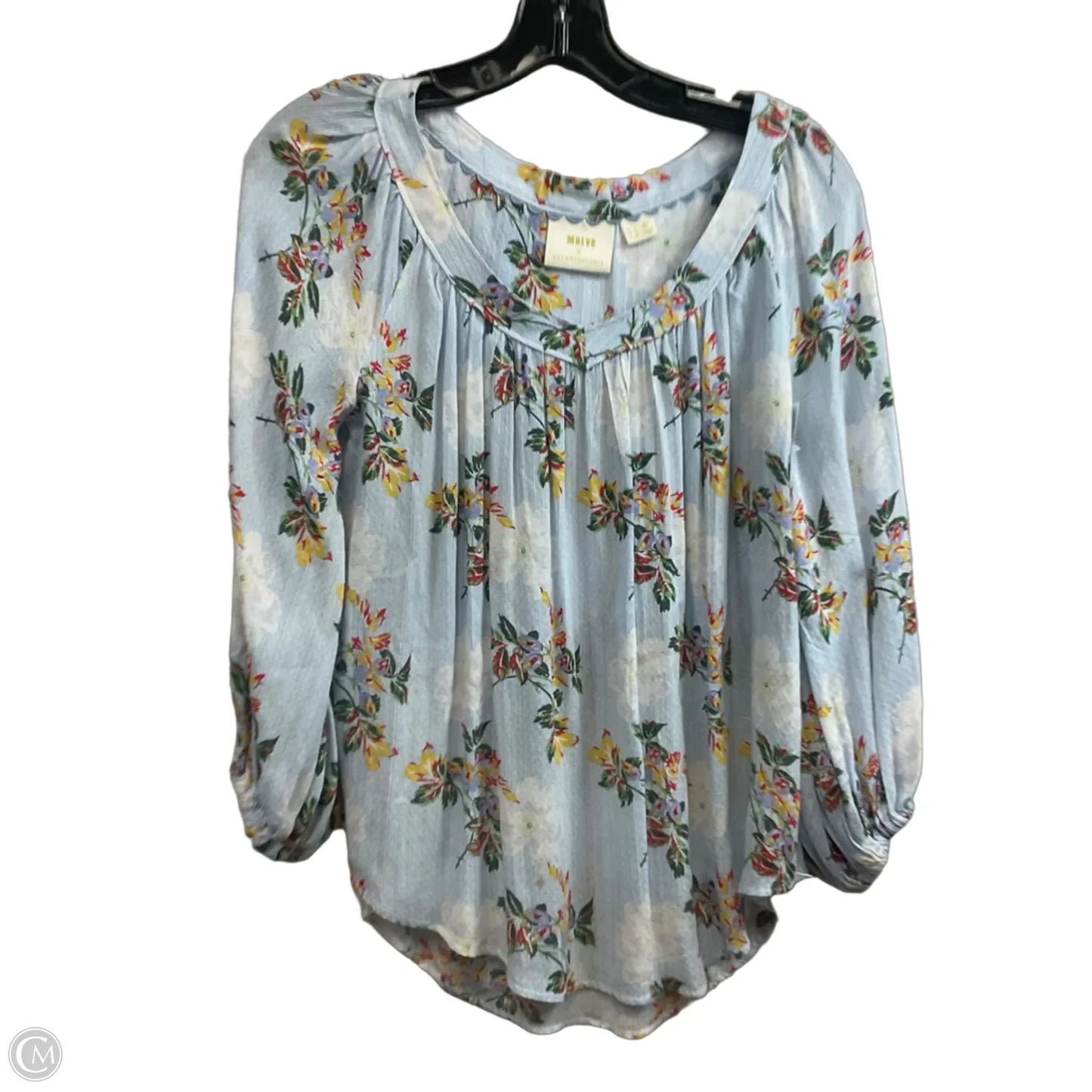 Top 3/4 Sleeve By Maeve In Blue & White, Size: S