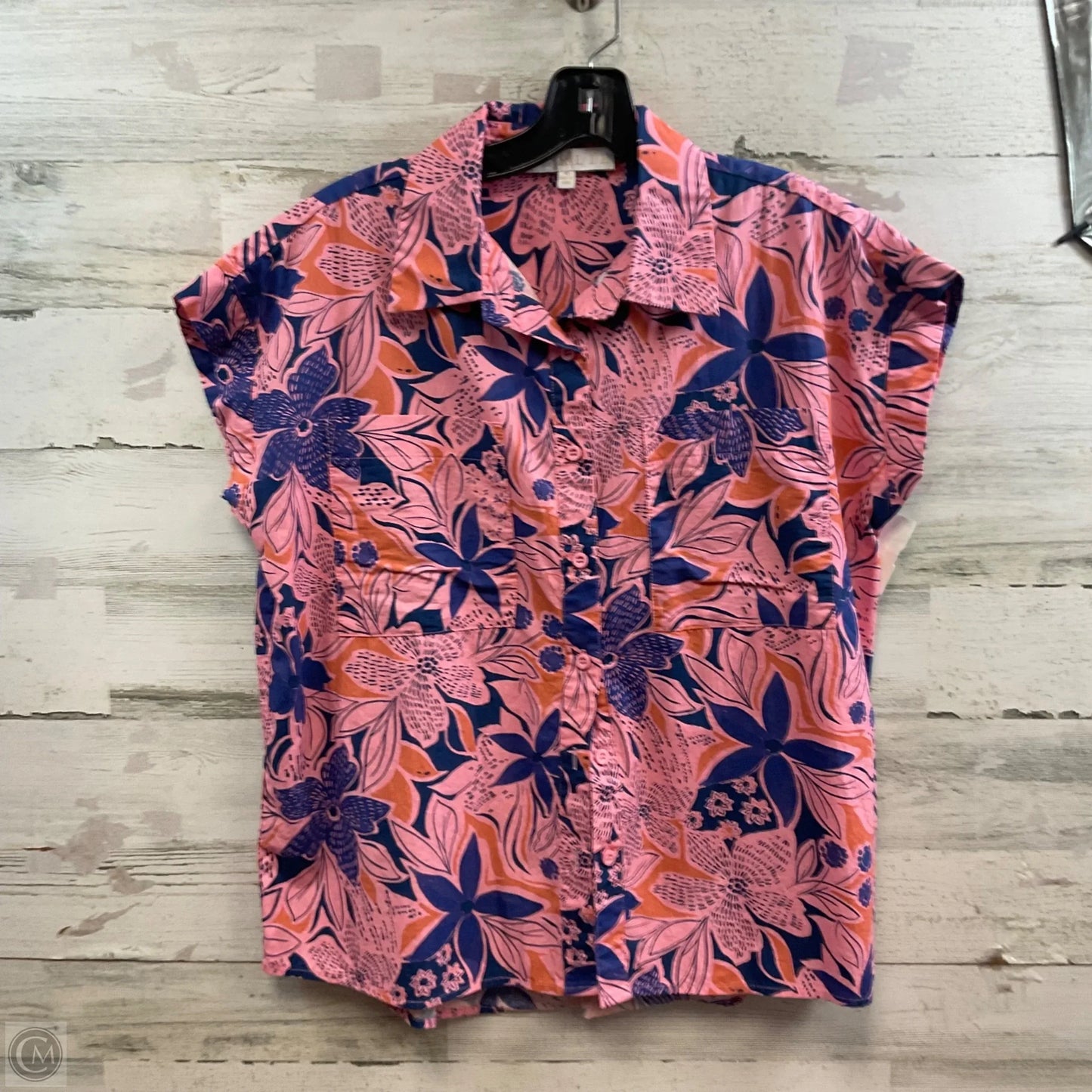 Blouse Short Sleeve By Karlie In Pink, Size: M