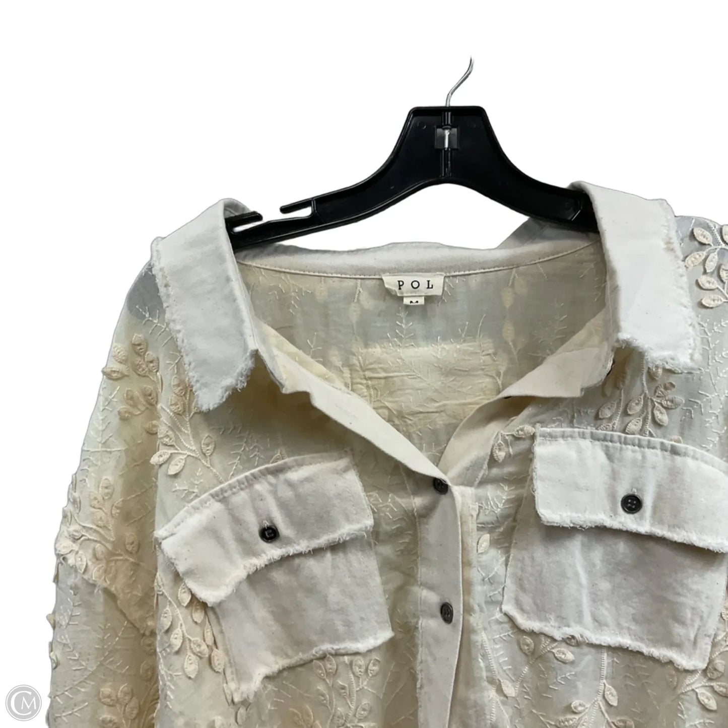 Top Long Sleeve By Pol In Cream, Size: M