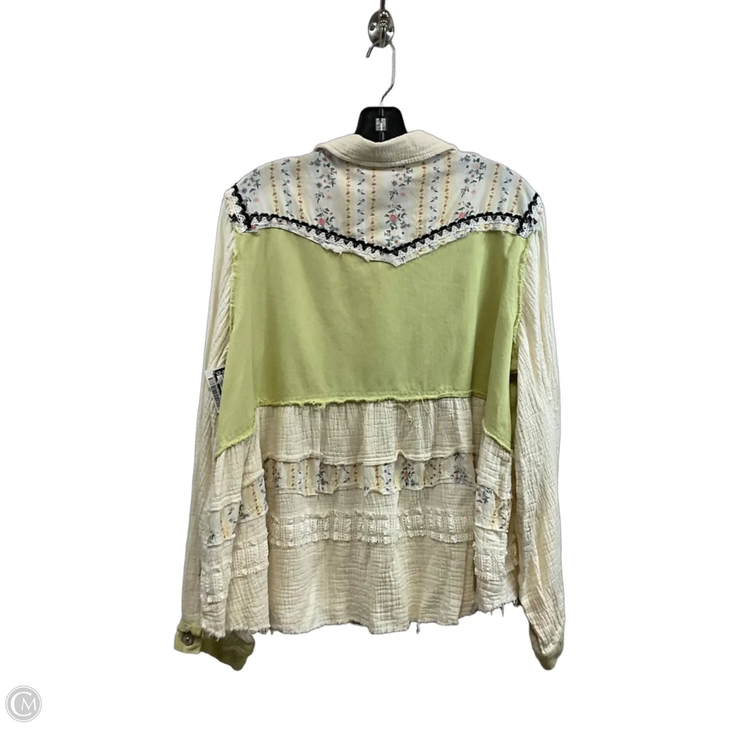 Top Long Sleeve By Pol In Cream & Green, Size: M