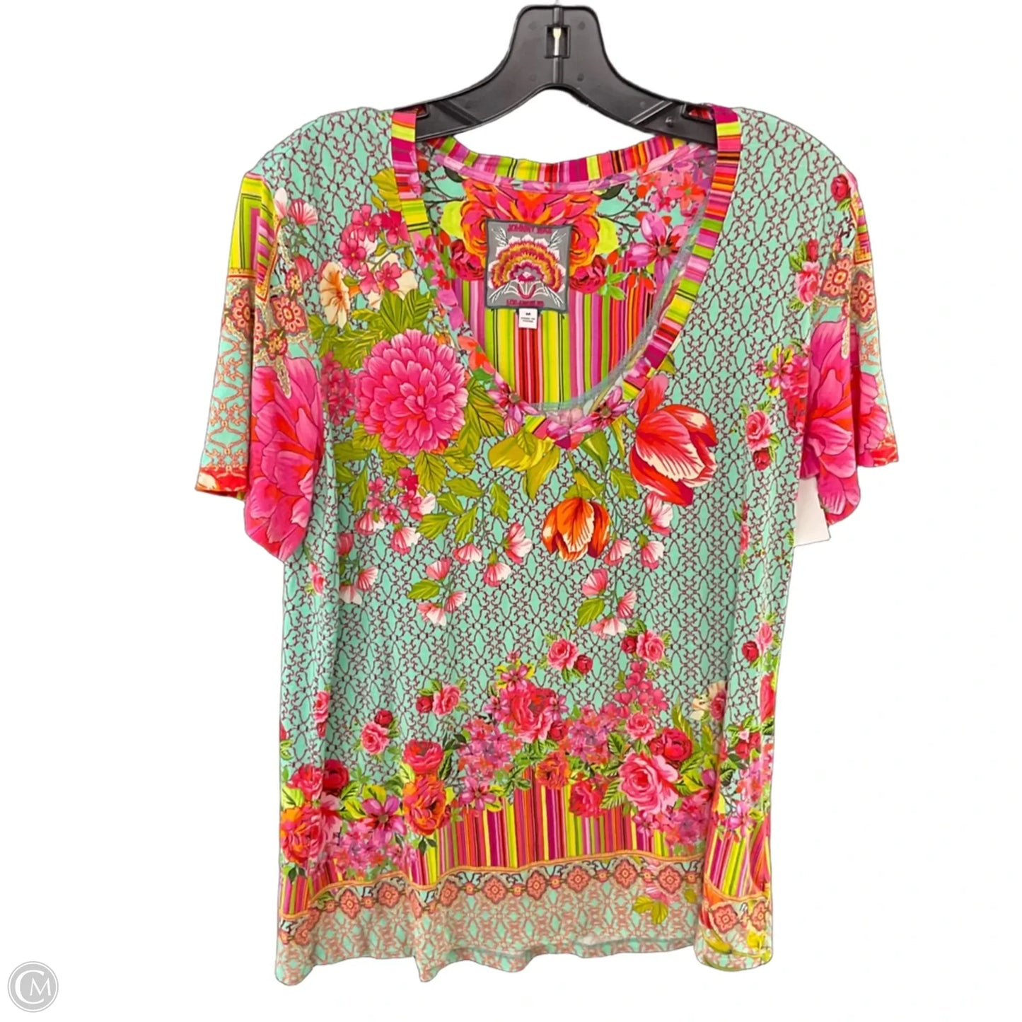 Top Short Sleeve By Johnny Was In Aqua, Size: M