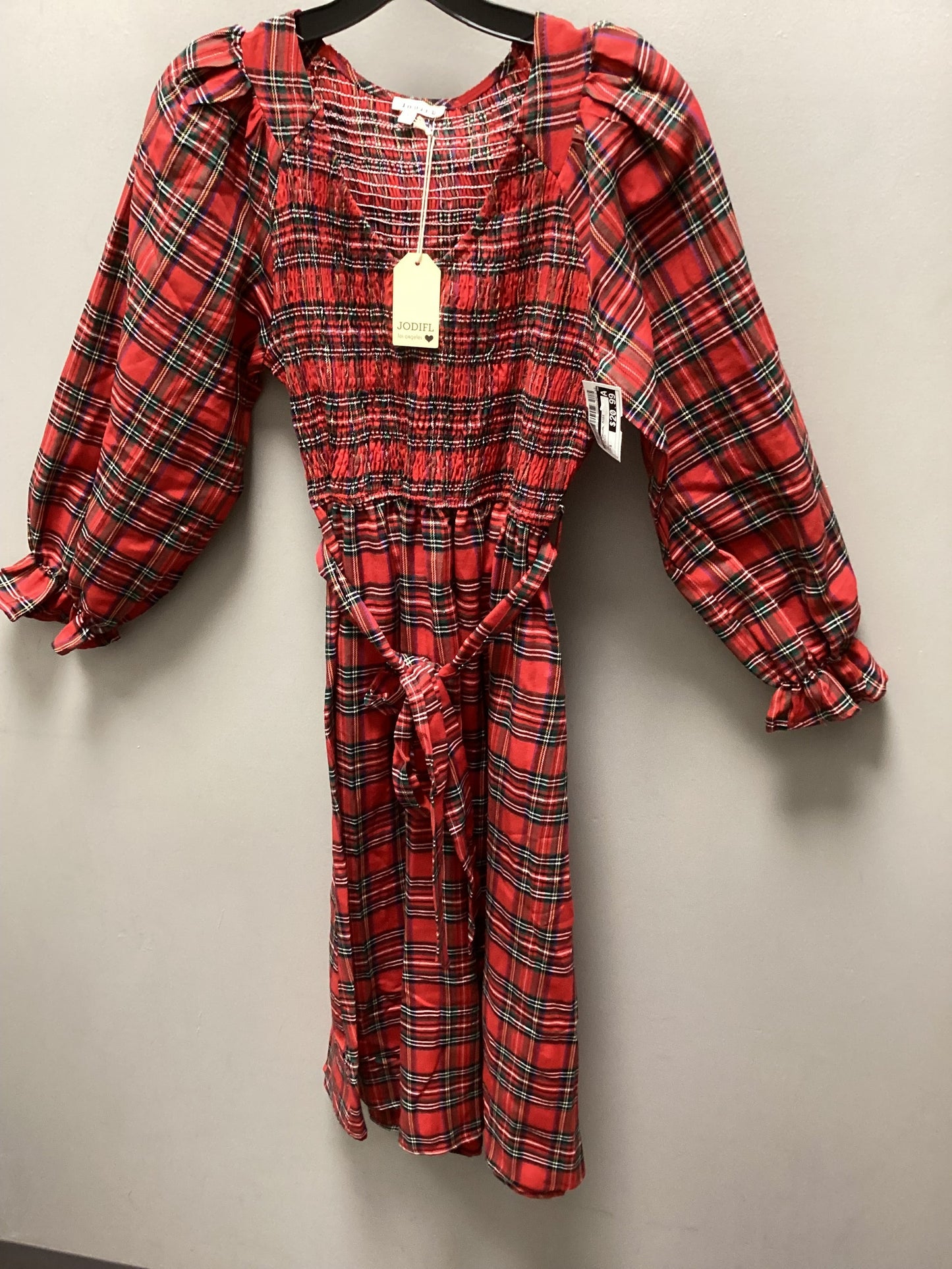 Dress Casual Midi By Jodifl In Red Plaid, Size: S