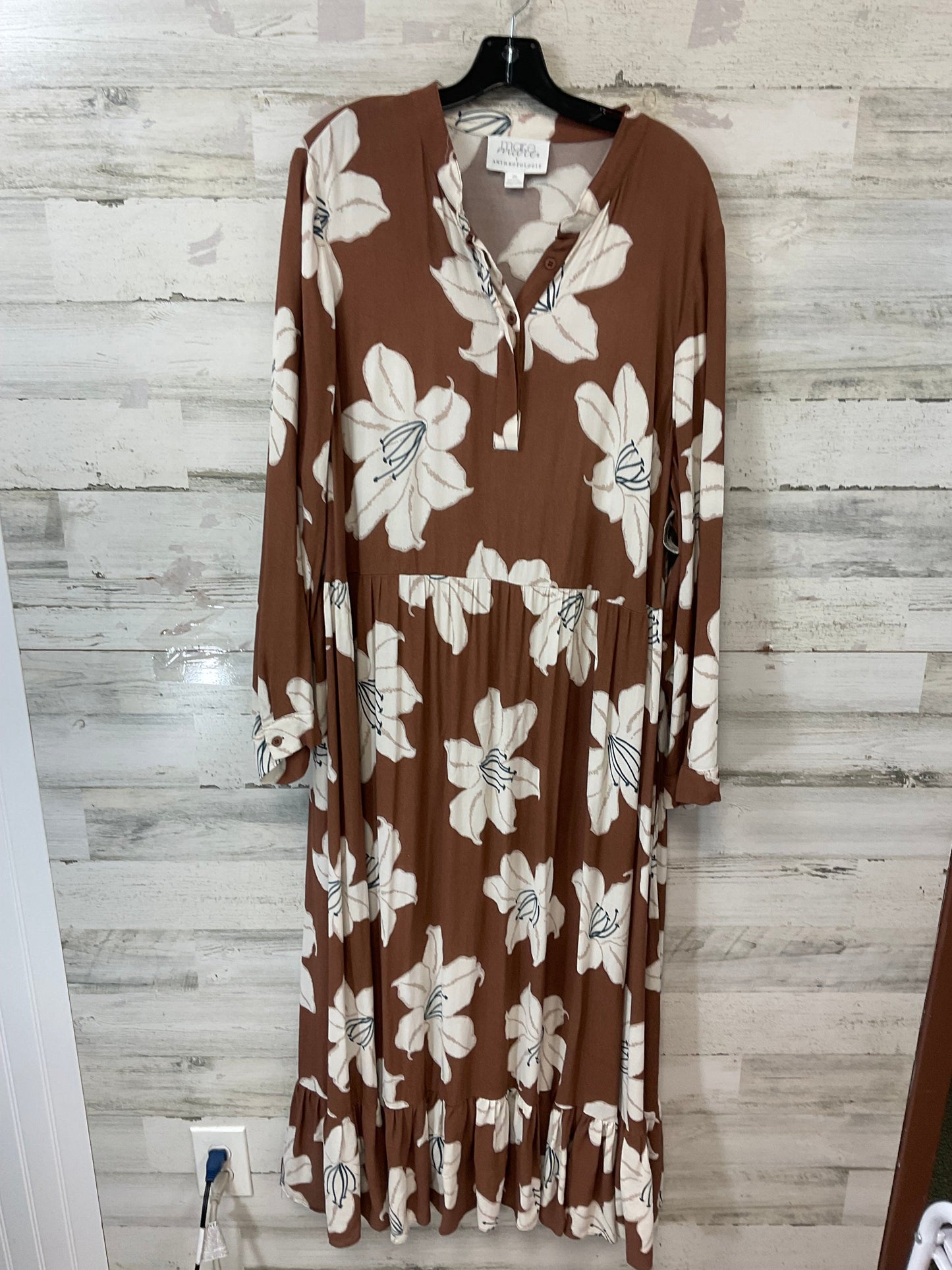 Dress Casual Maxi By Anthropologie In Brown, Size: 2x