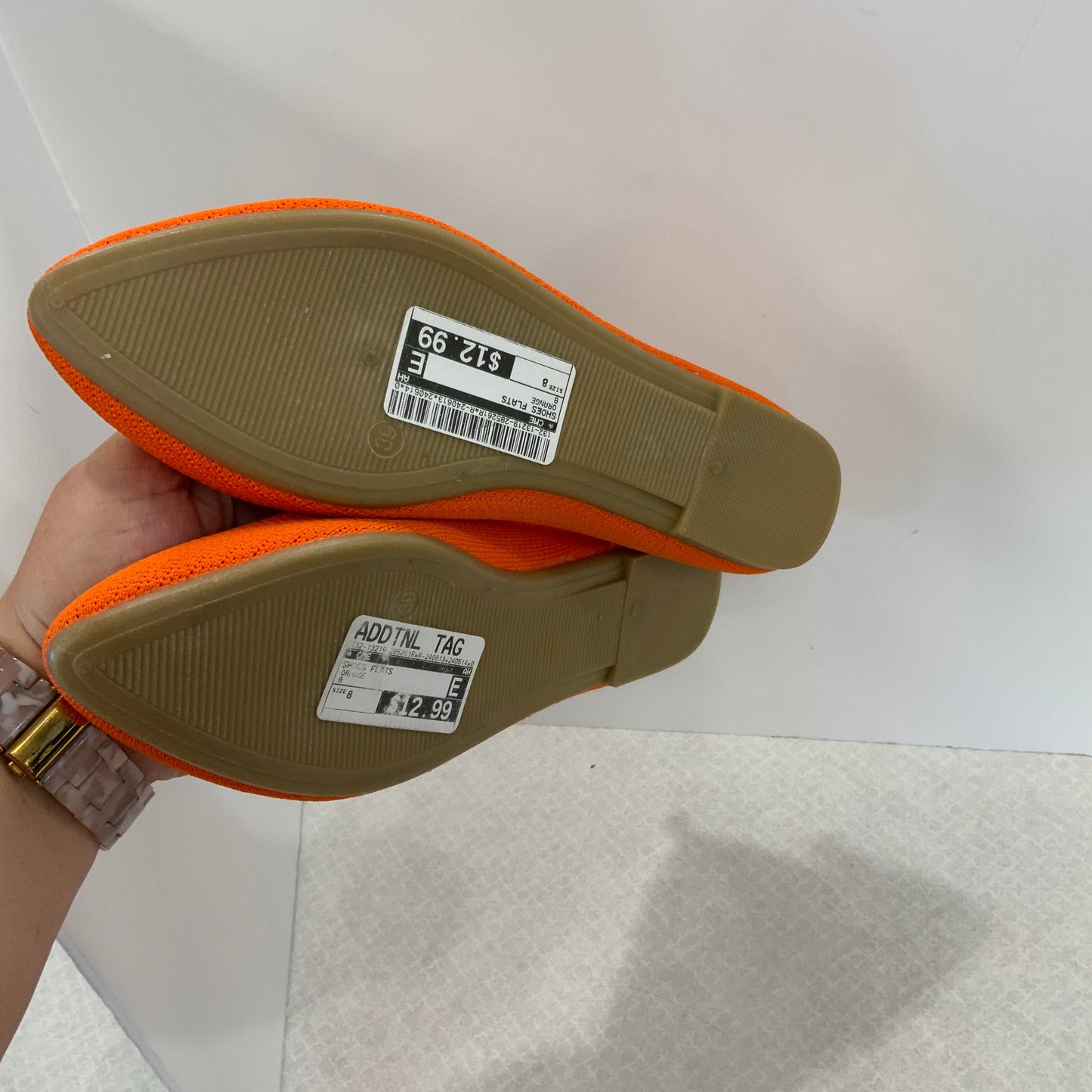Orange Shoes Flats Cme, Size 8