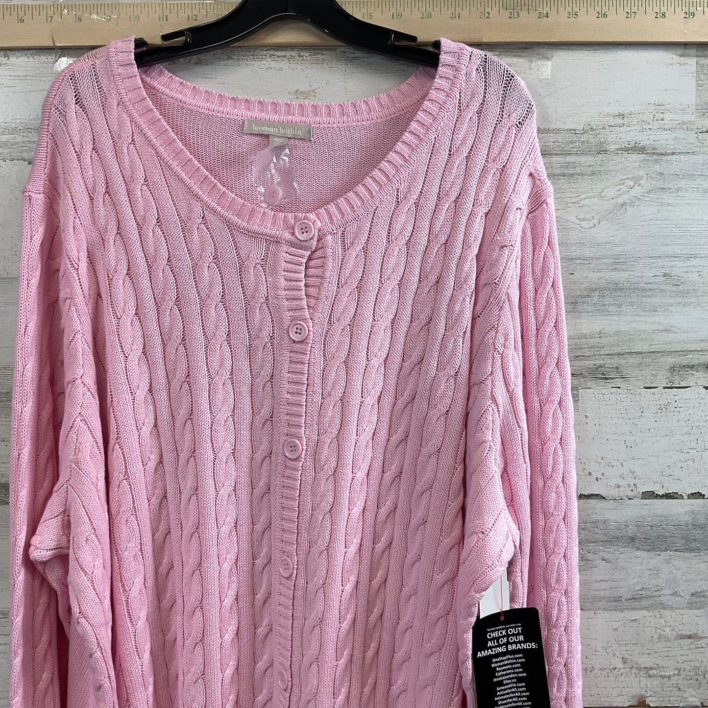 Pink Sweater Cardigan Woman Within, Size 2x