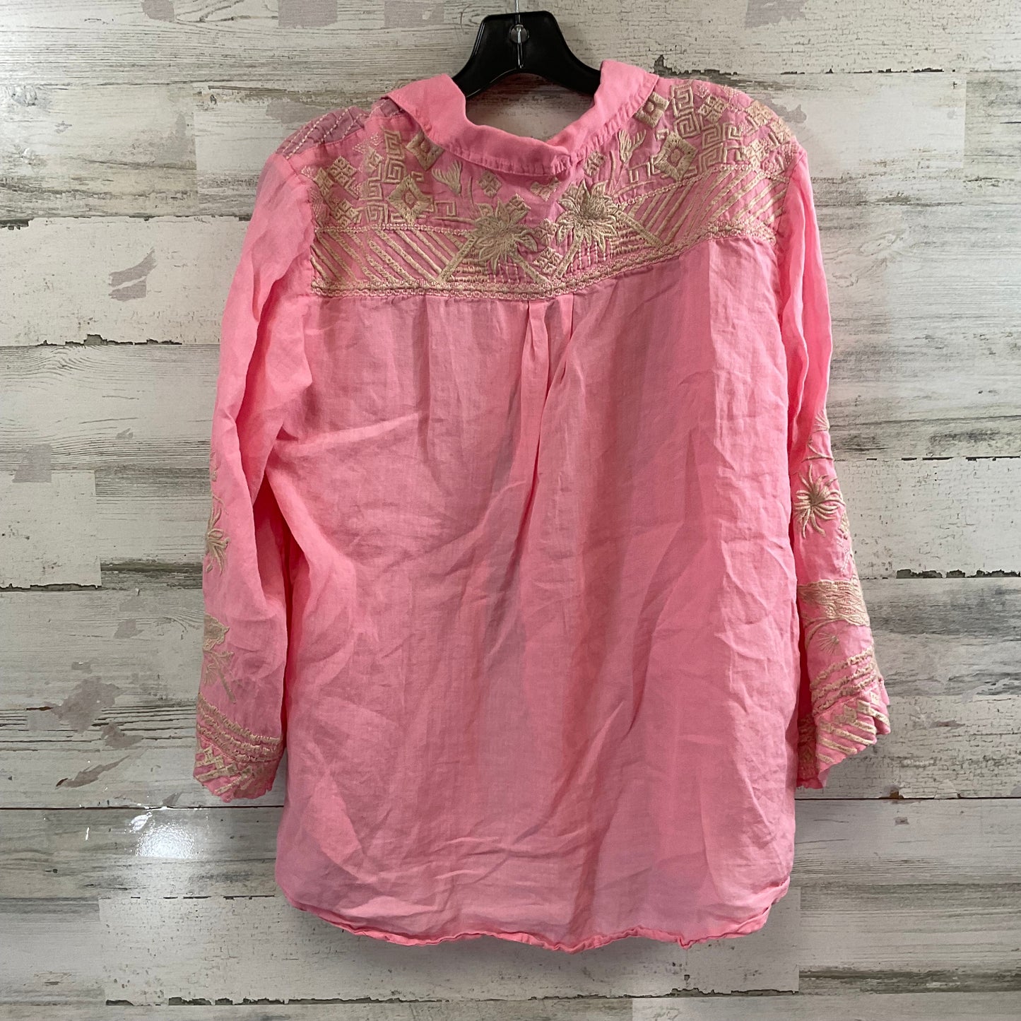 Blouse Long Sleeve By Johnny Was In Pink, Size: M