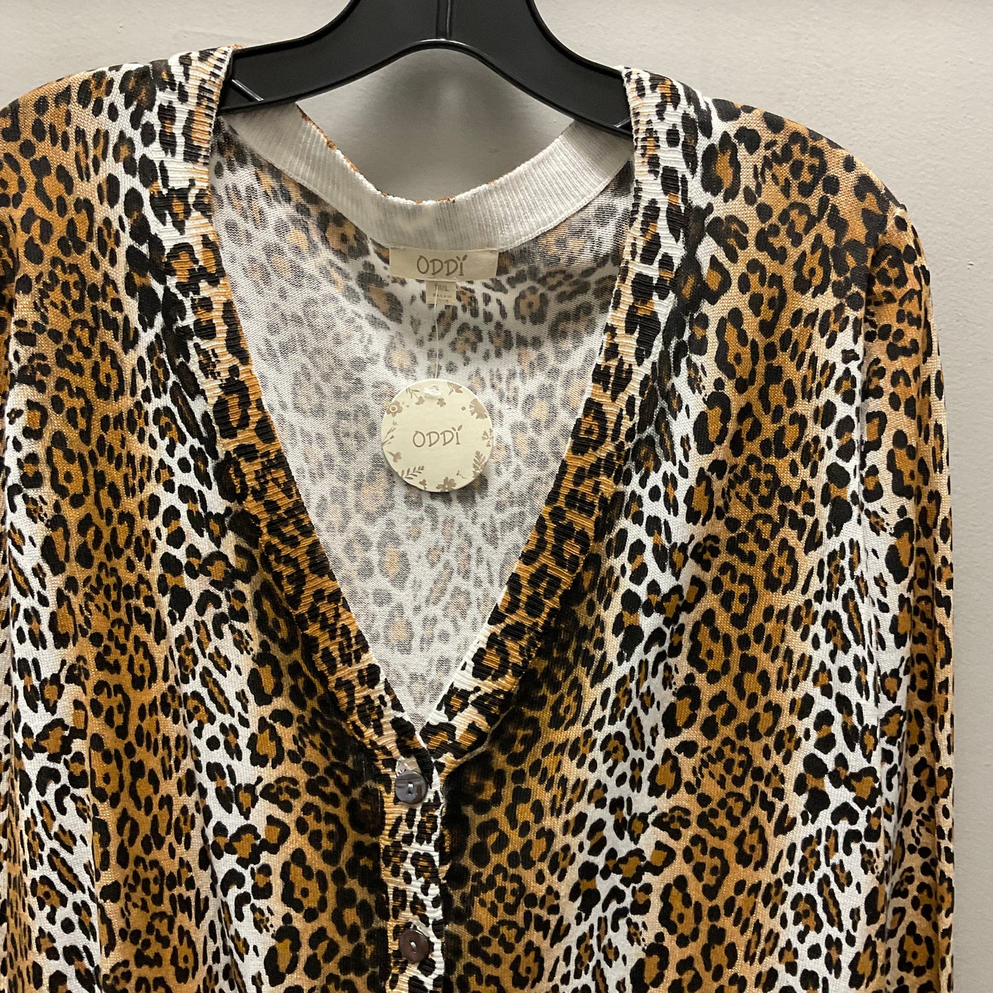 Sweater Cardigan By Oddi In Animal Print, Size: M