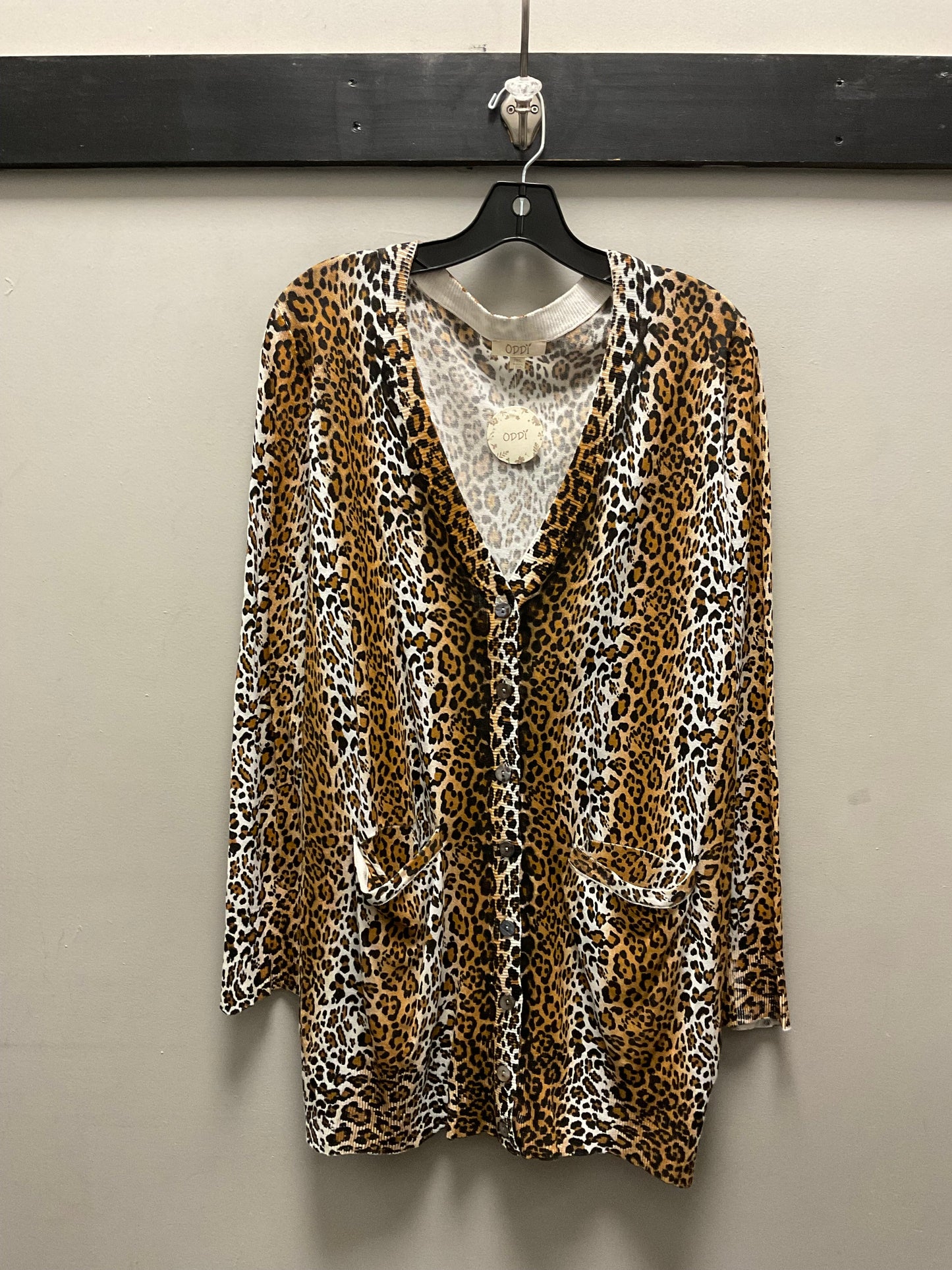 Sweater Cardigan By Oddi In Animal Print, Size: M