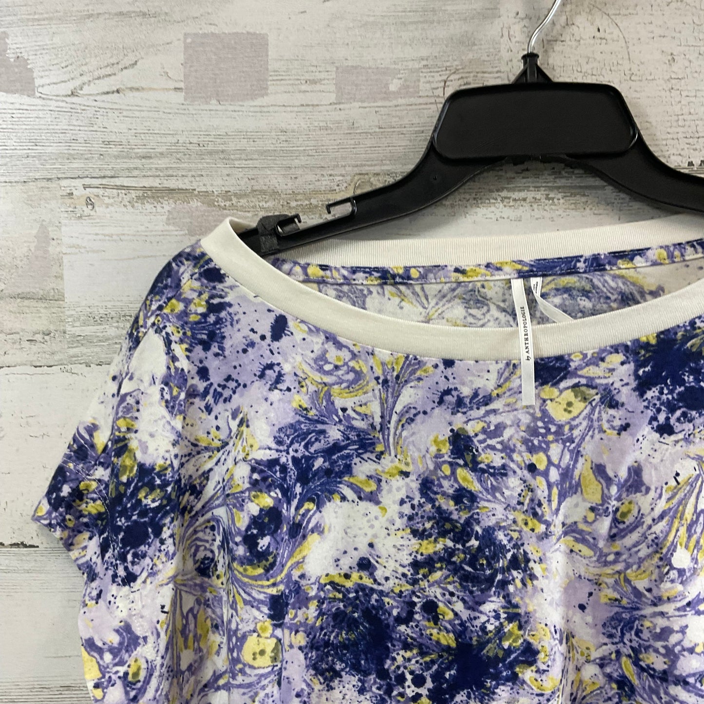 Top Short Sleeve By Anthropologie In Purple, Size: M