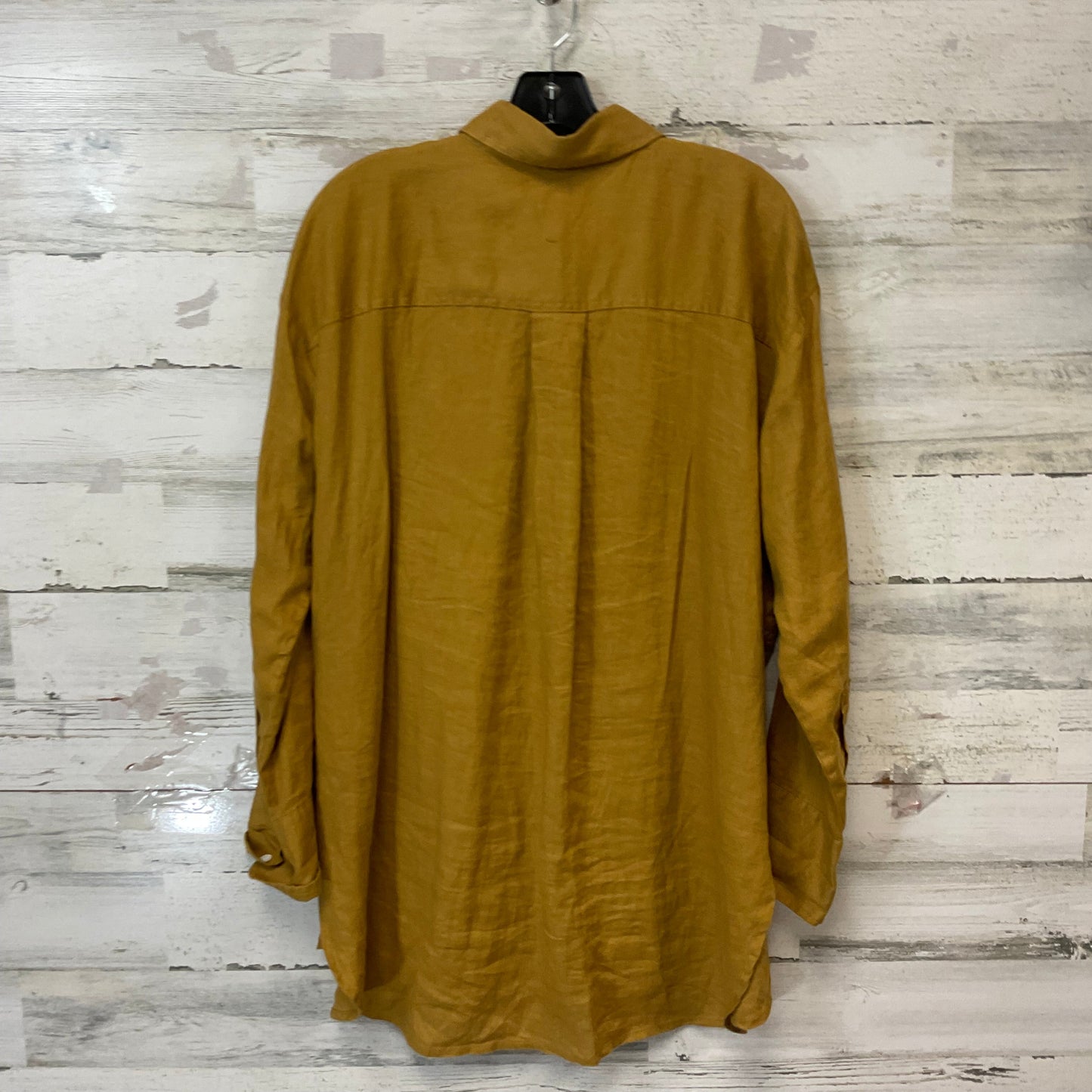 Blouse Long Sleeve By Banana Republic In Gold, Size: L