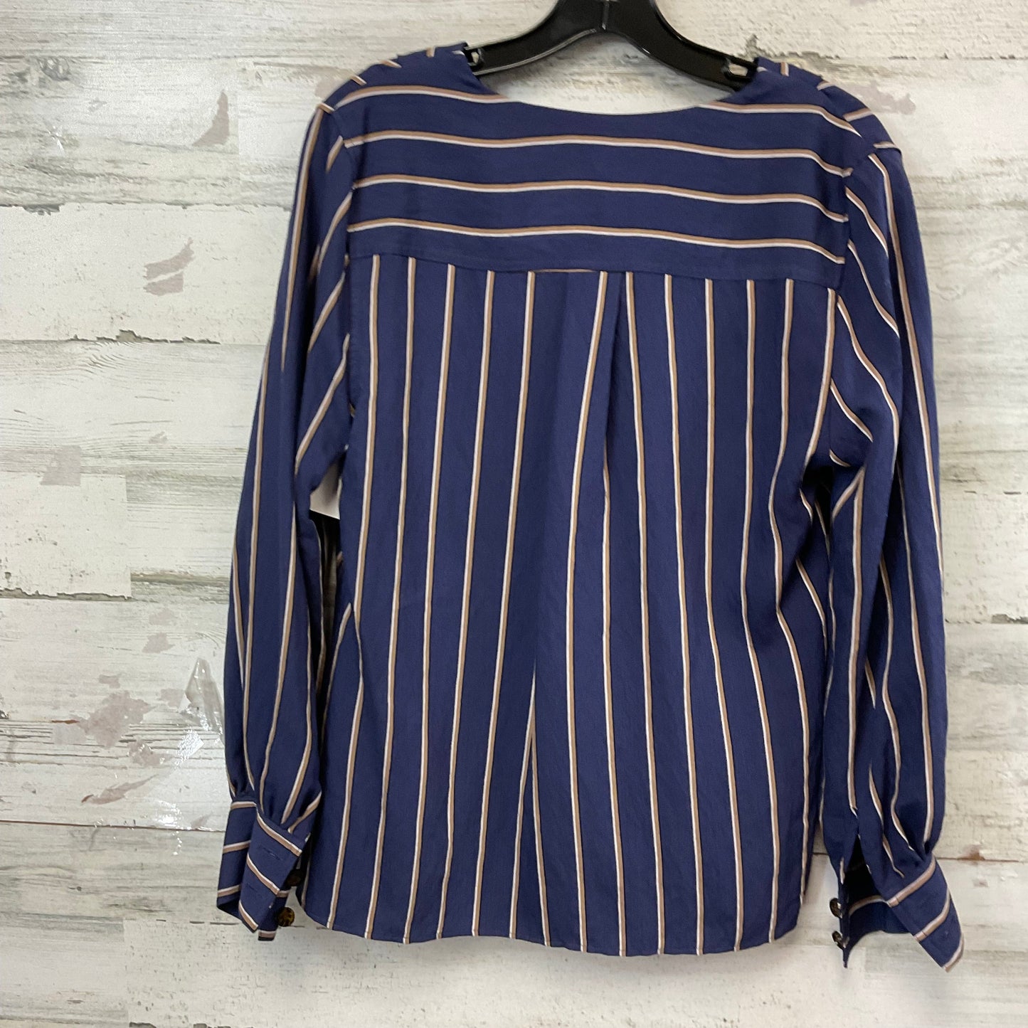 Blouse Long Sleeve By Topshop In Blue, Size: M