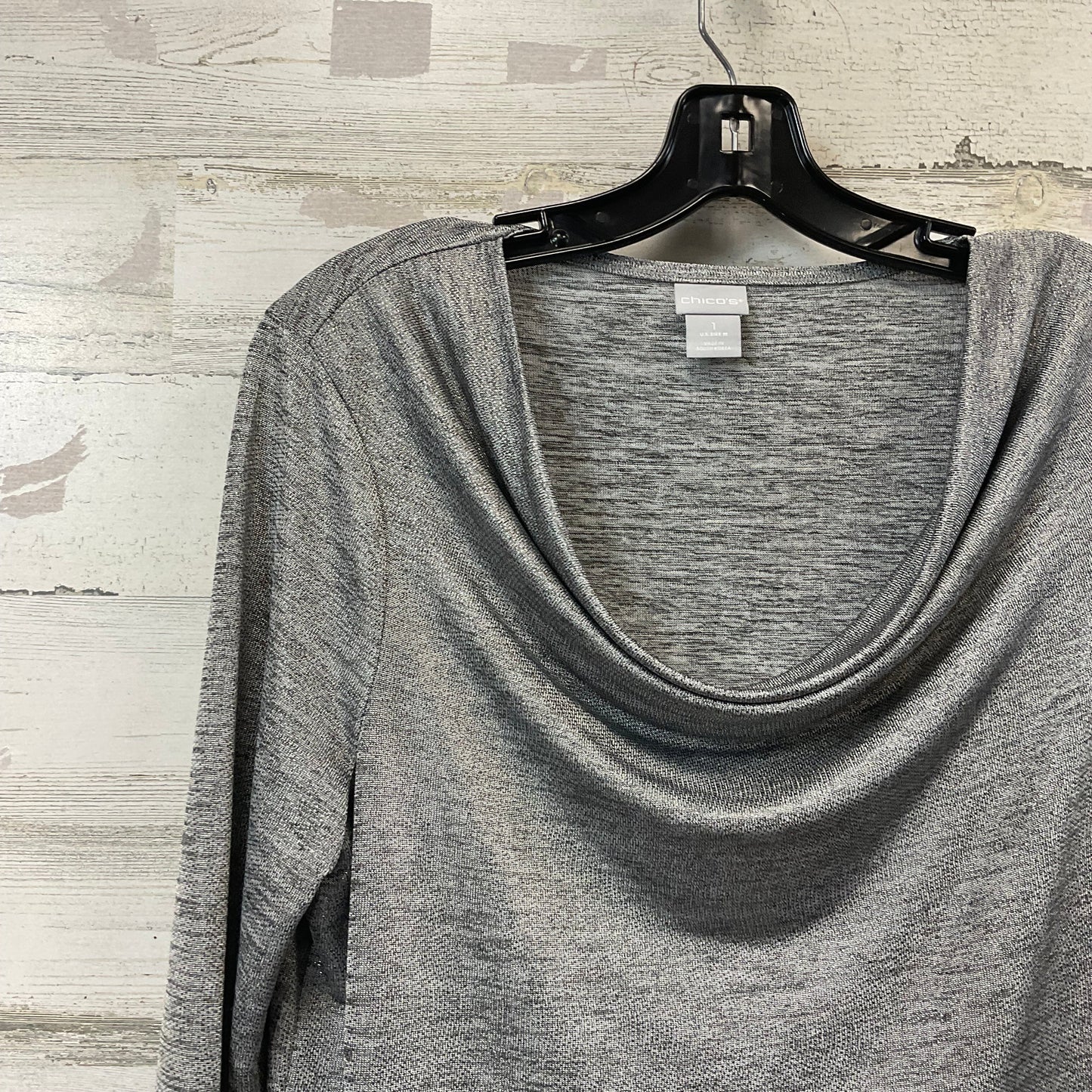 Top Long Sleeve By Chicos In Silver, Size: M