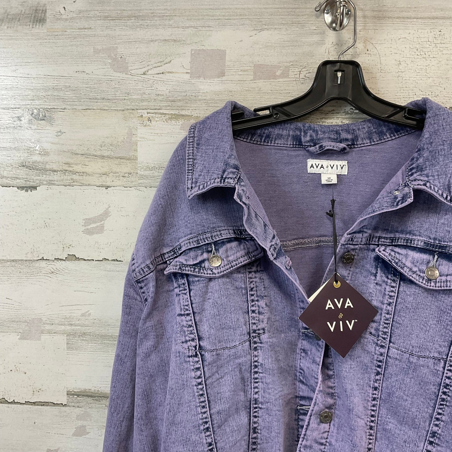 Jacket Denim By Ava & Viv In Purple, Size: 3x