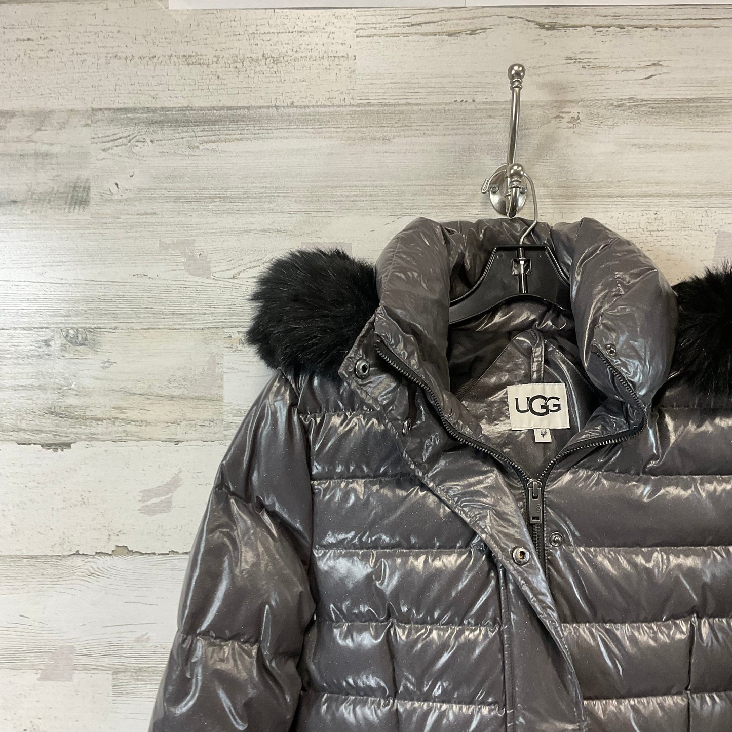 Coat Puffer & Quilted By Ugg In Silver, Size: S