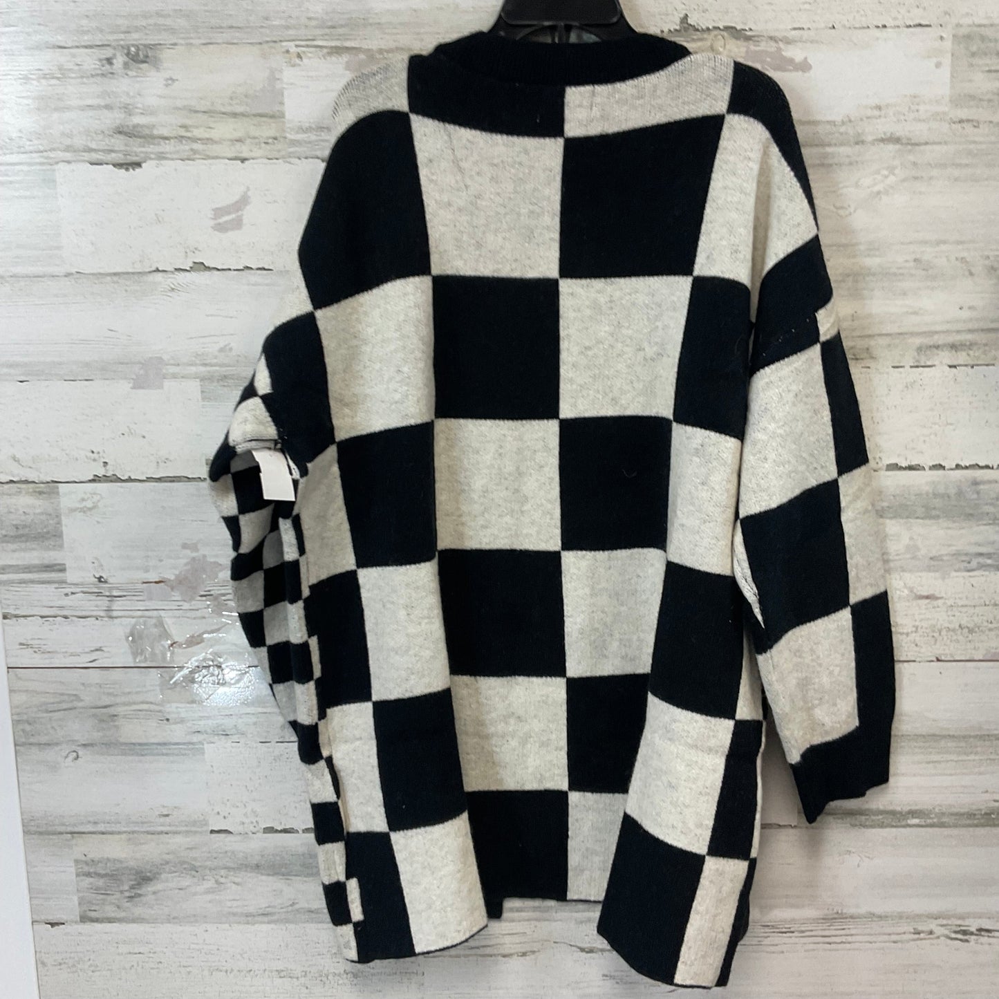 Sweater Cardigan By First Love In Black & White, Size: 3x