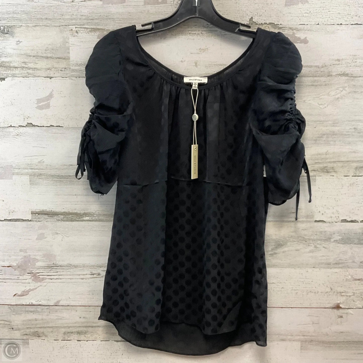 Blouse Short Sleeve By Max Studio In Black, Size: M