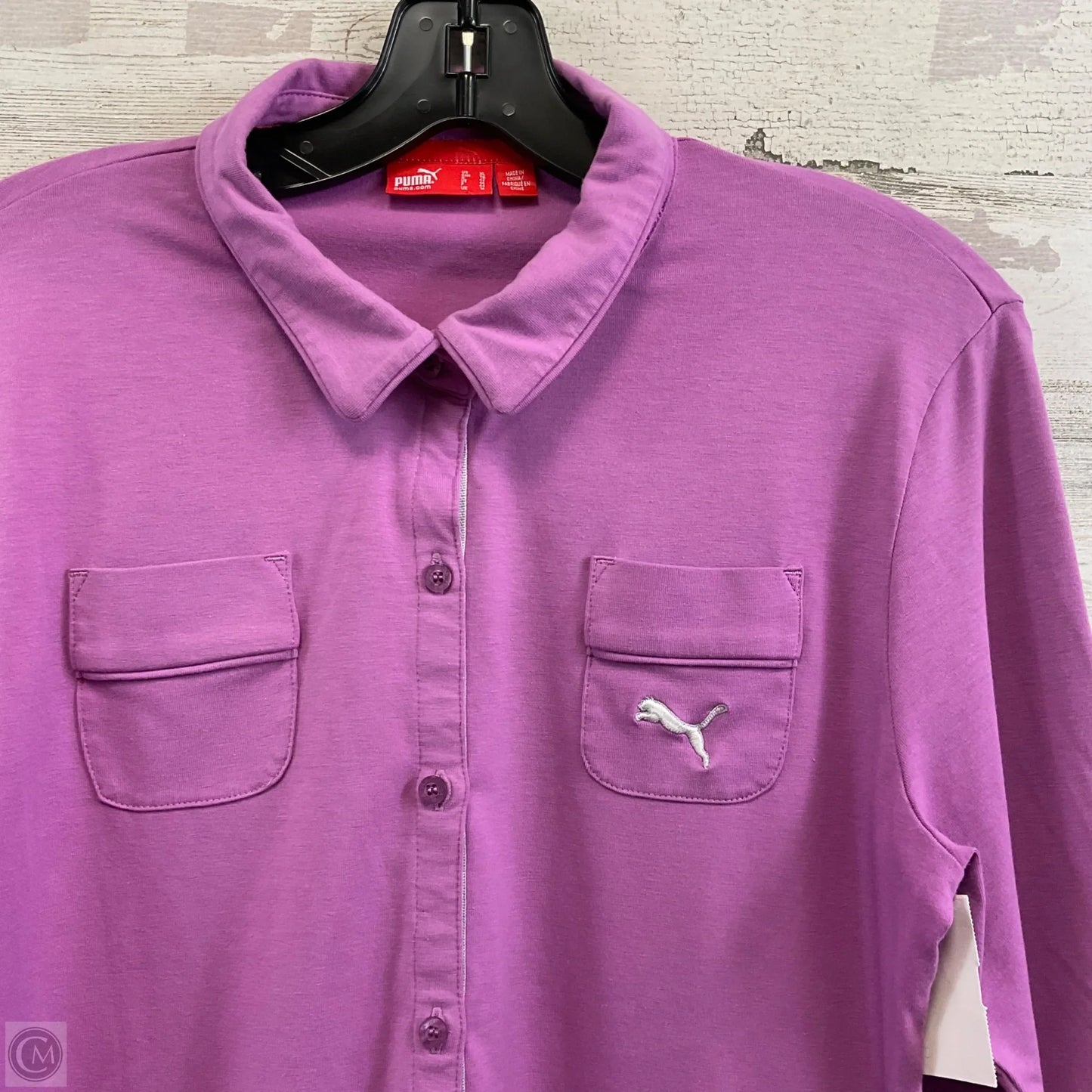 Athletic Top Long Sleeve Collar By Puma In Purple, Size: Xl