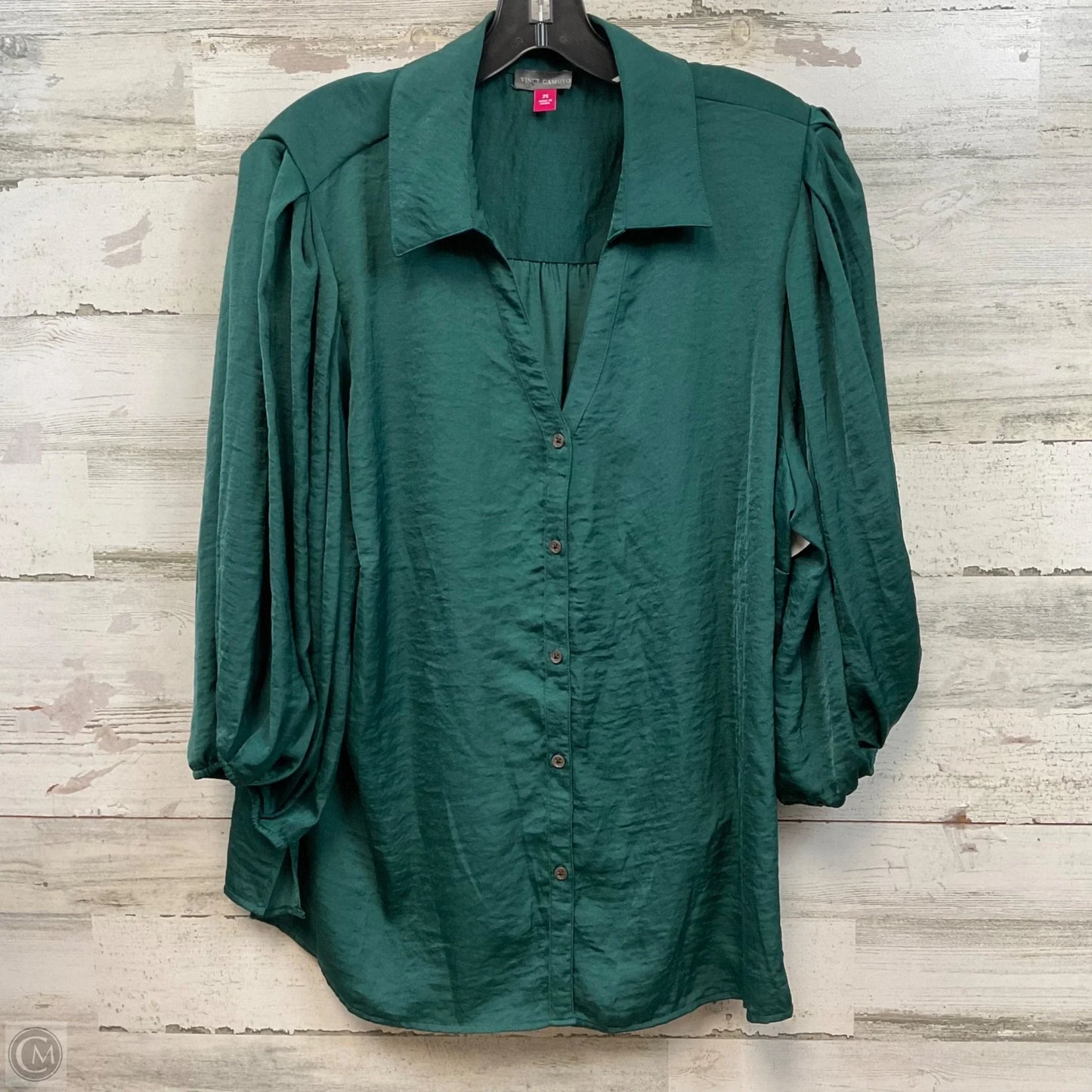 Blouse Short Sleeve By Vince Camuto In Green, Size: 2x