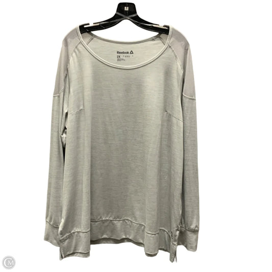 Athletic Top Long Sleeve Crewneck By Reebok In Grey, Size: 2x