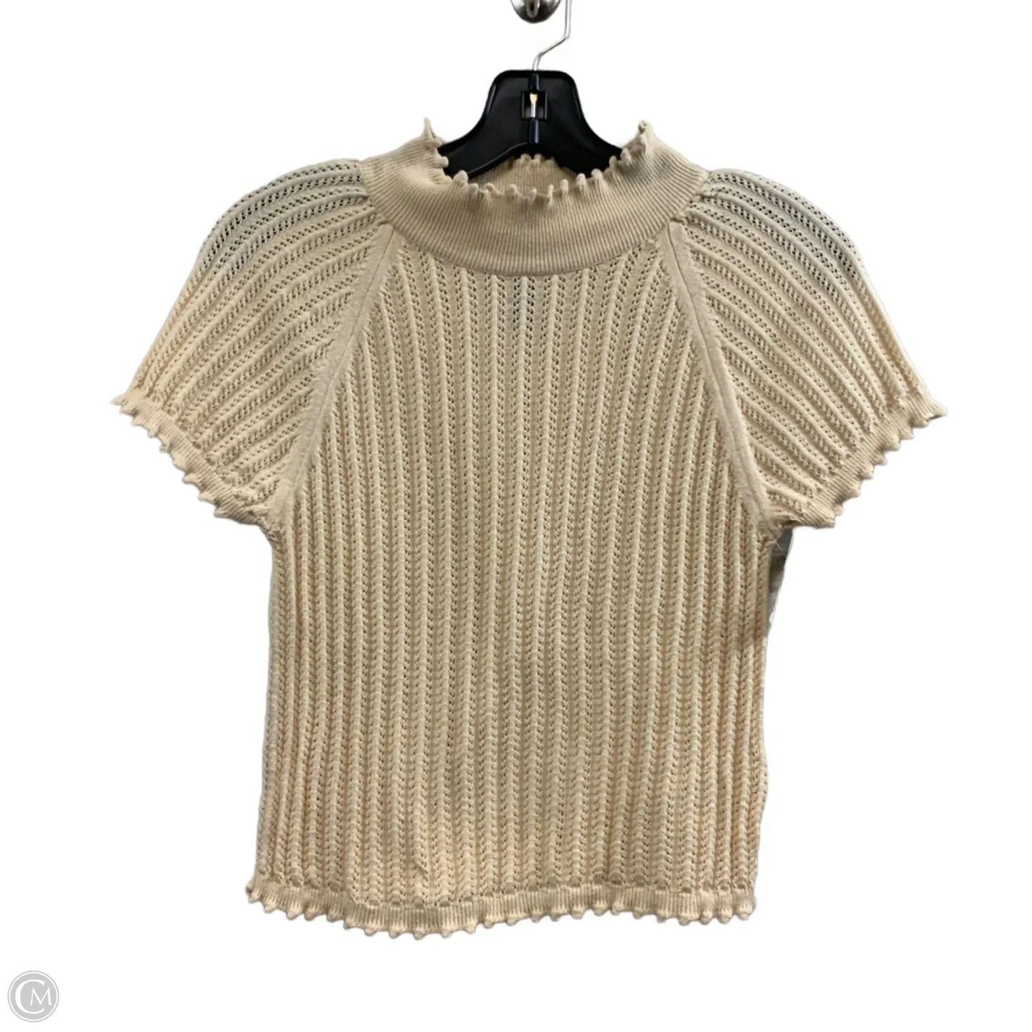 Top Short Sleeve By Anthropologie In Cream, Size: S