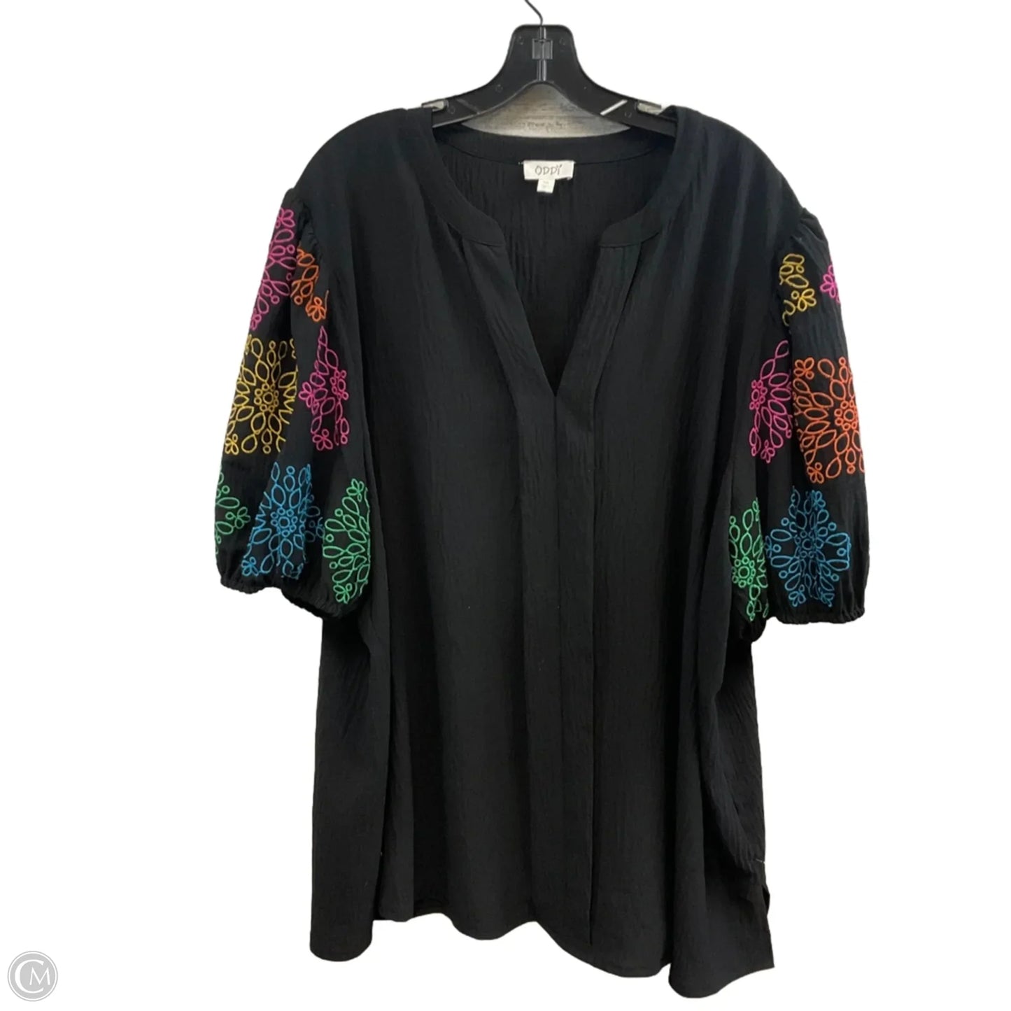 Top Short Sleeve By Oddi In Black, Size: 3x