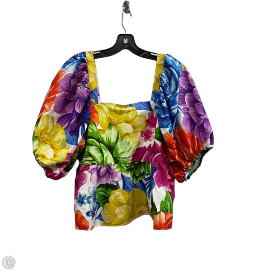 Top Short Sleeve By Farm Rio In Yellow, Size: L