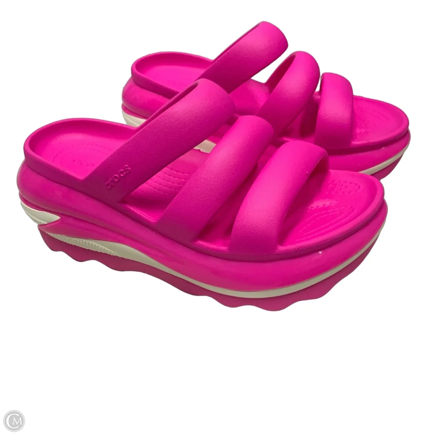 Sandals Heels Wedge By Crocs In Pink, Size: 8