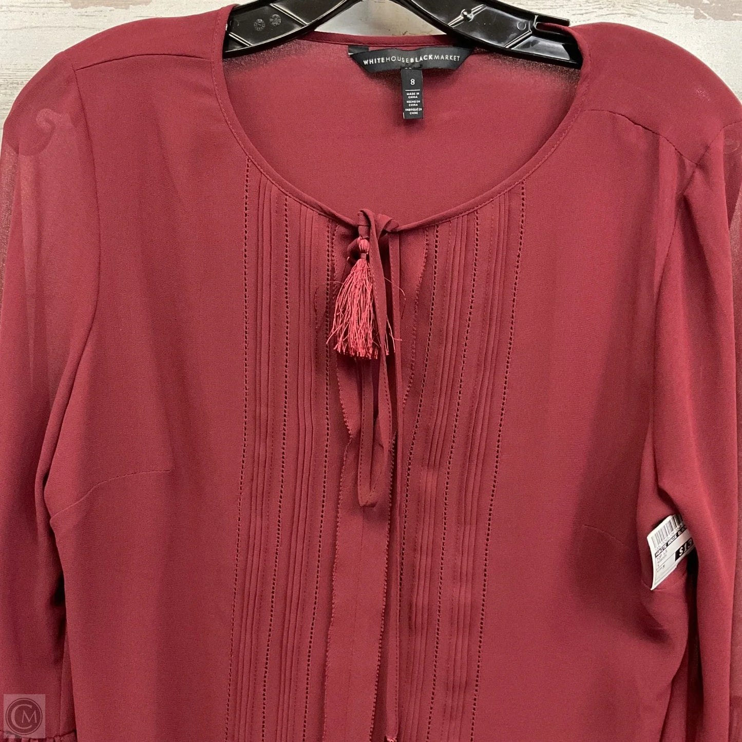 Top Long Sleeve By White House Black Market In Maroon, Size: M