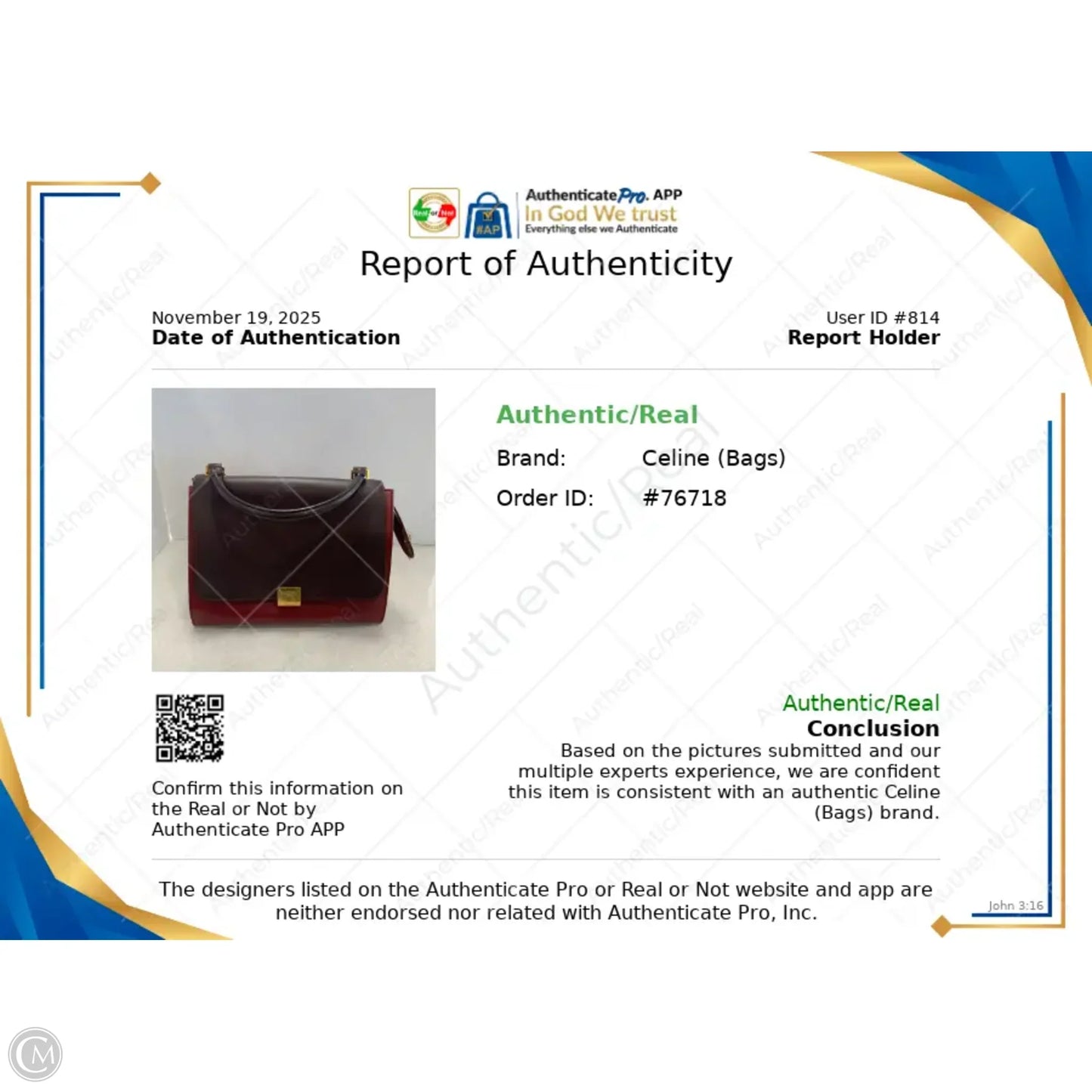 Handbag Luxury Designer By Celine, Size: Medium